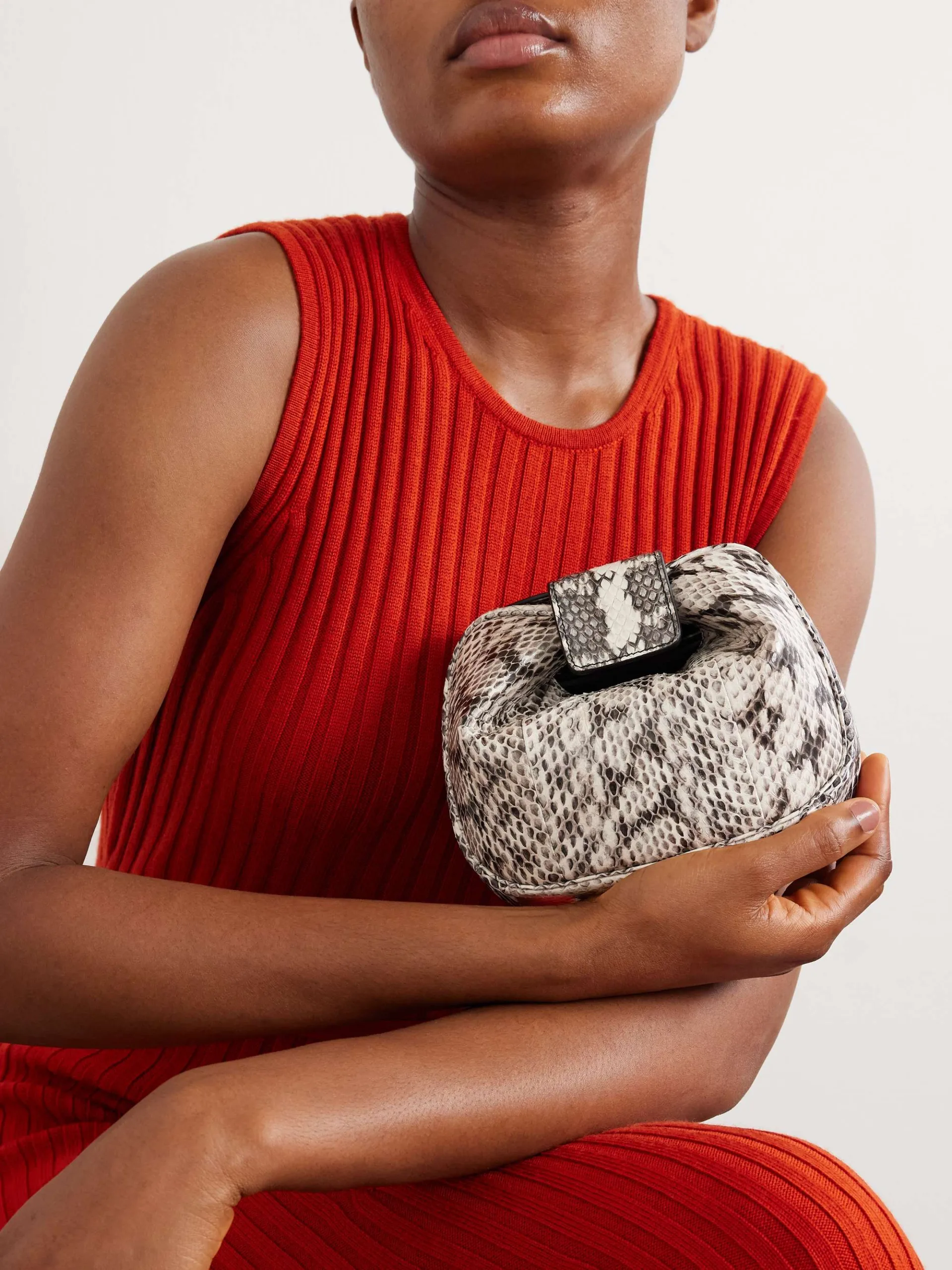 Gabriela Hearst Soft Demi Snake-effect Leather Clutch