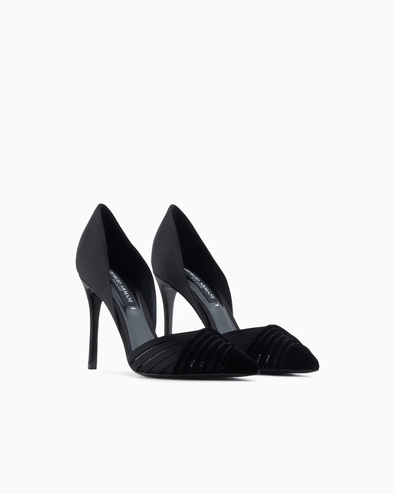 Giorgio Armani Black Velvet & Satin Court Shoes
