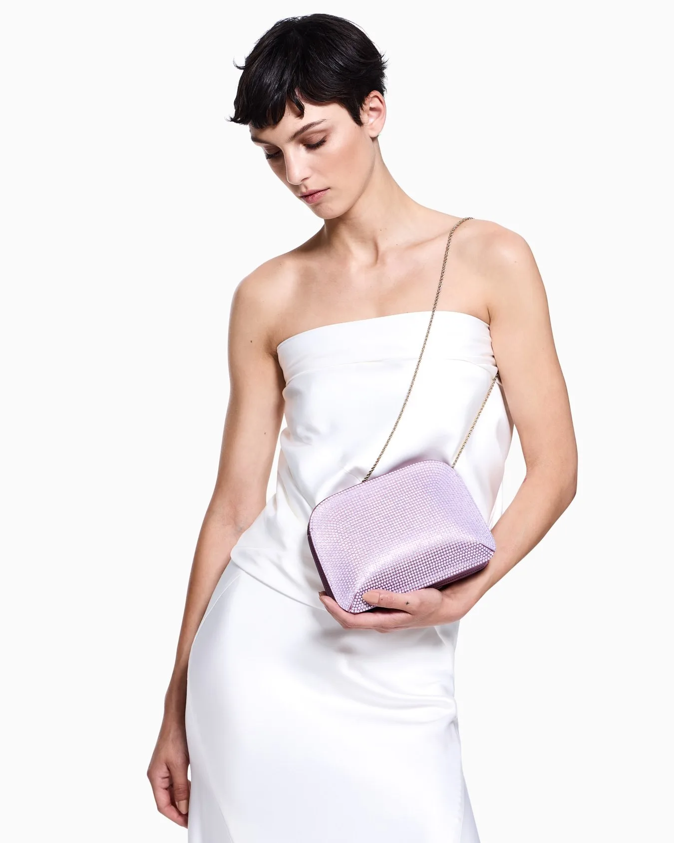 Giorgio Armani La Prima Pink Satin & Opal Rhinestone Clutch Bag