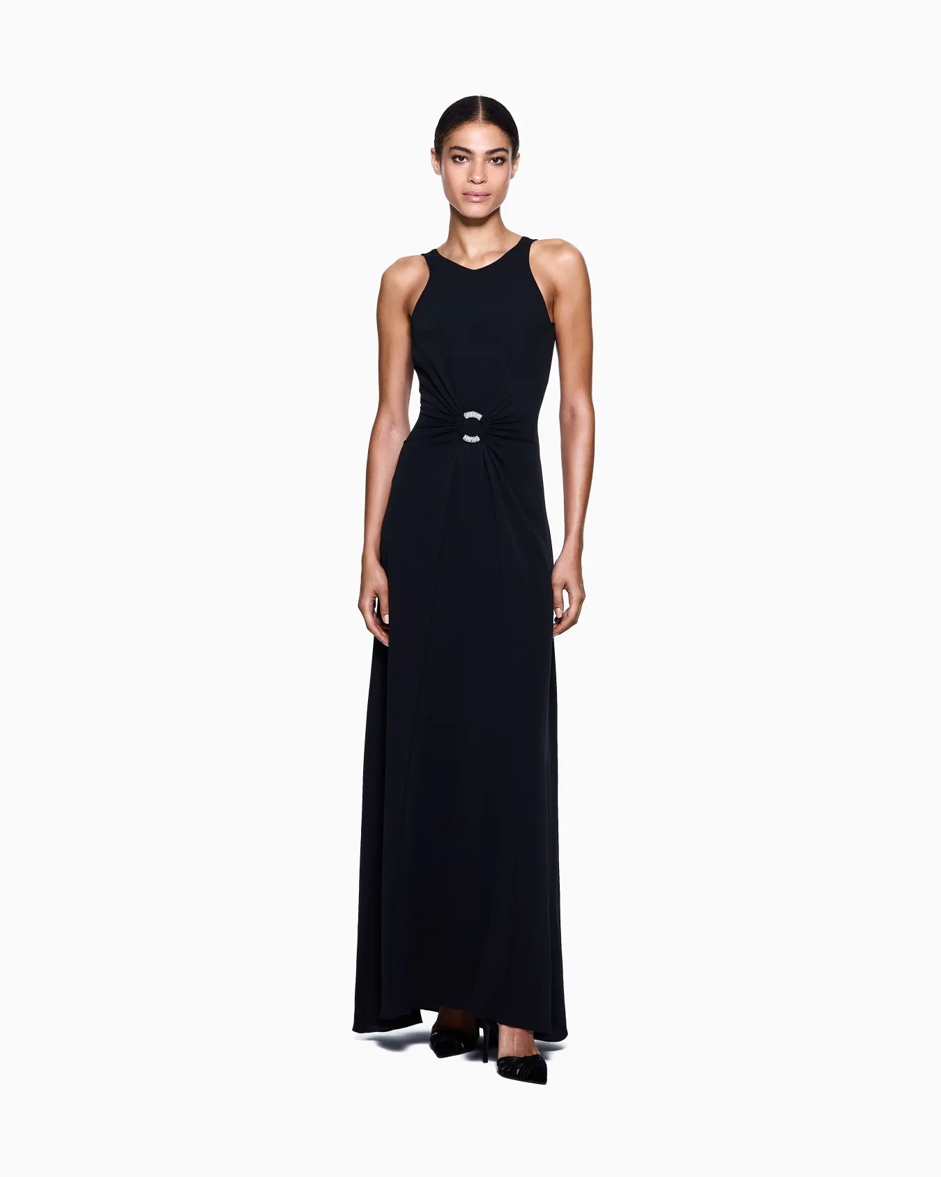 Giorgio Armani Long Triple Silk Georgette Black Dress