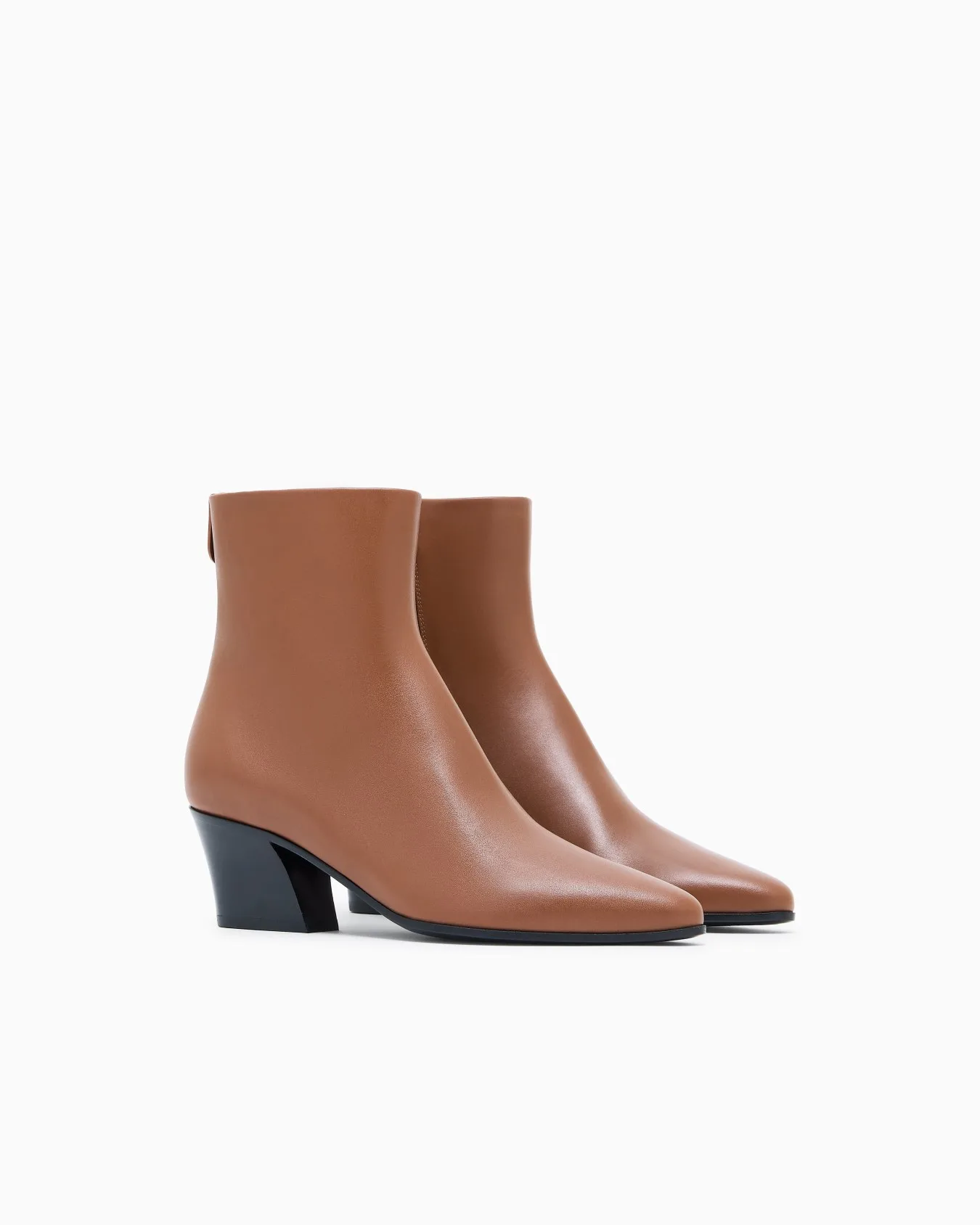 Giorgio Armani Smooth Brown Leather Heeled Ankle Boots