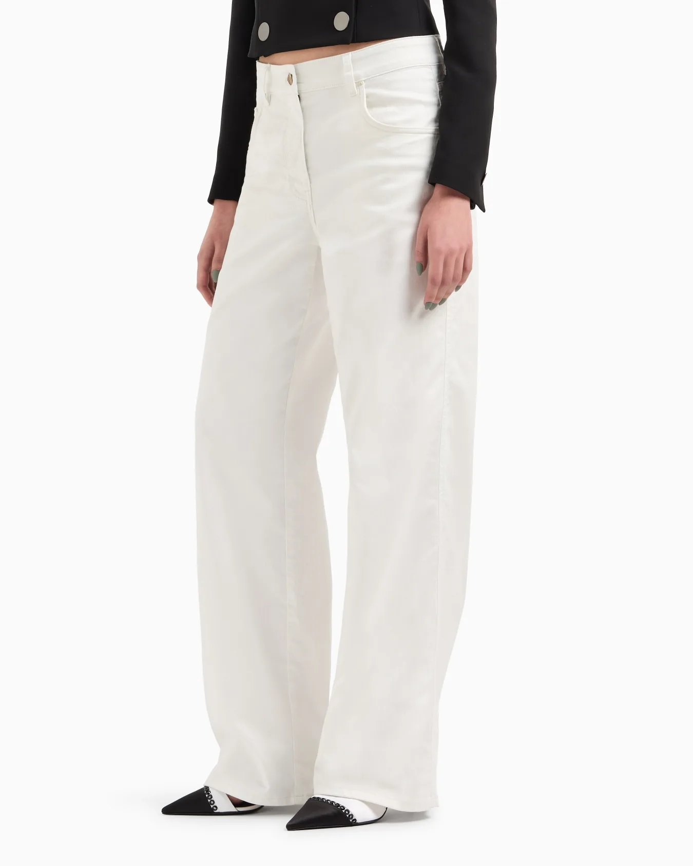 Giorgio Armani Stretch Cotton White Denim Trousers