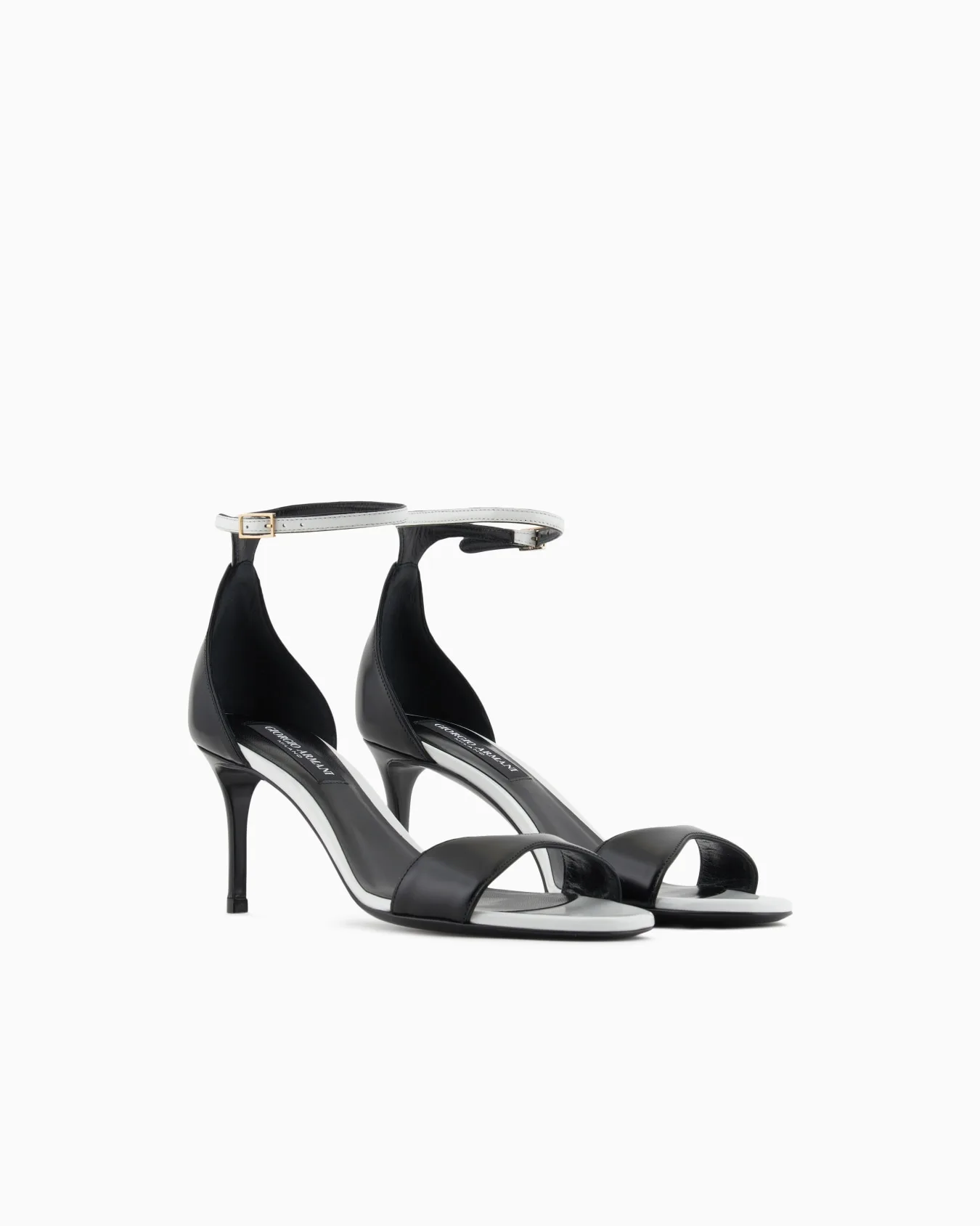 Giorgio Armani Two Tone Brushed Leather Heeled Sandals