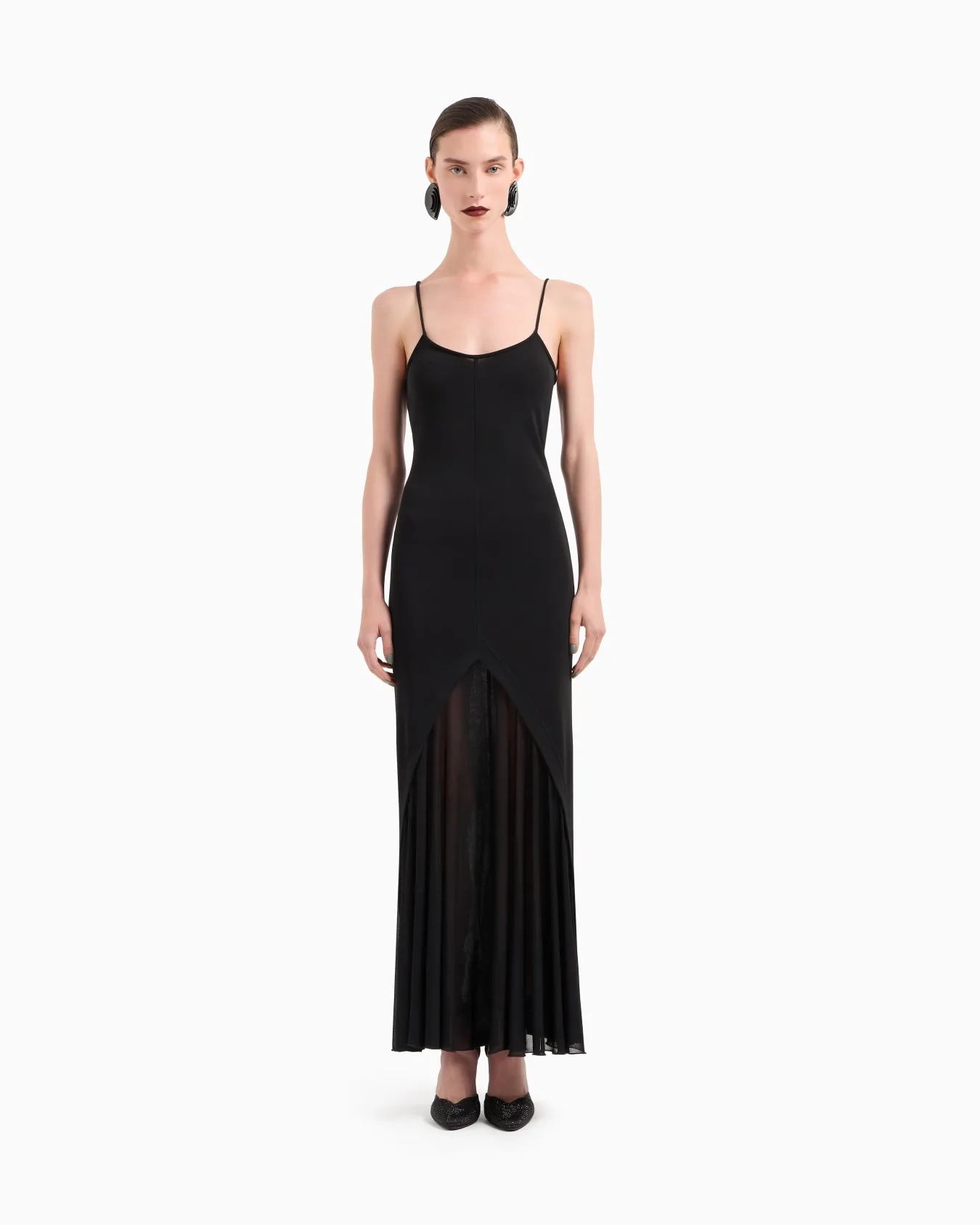 Giorgio Armani Viscose Jersey Interlock Long Black Dress