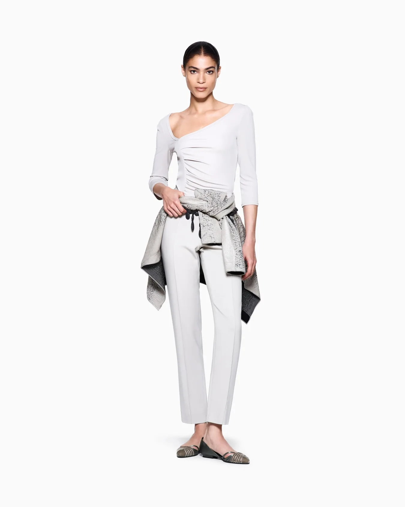 Giorgio Armani Viscose Jersey Jumper with Asymmetric Neckline