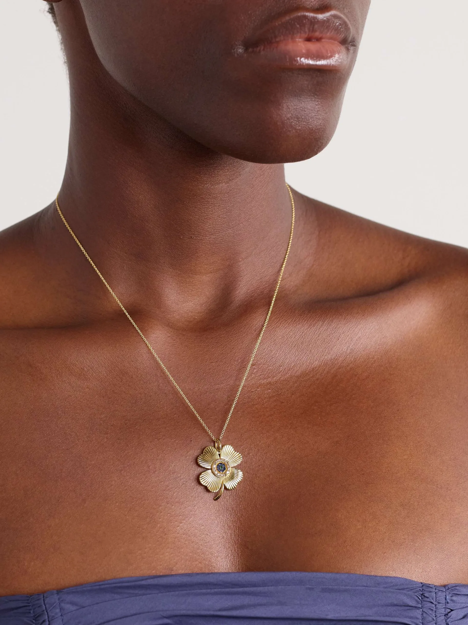 Ileana Makri Lucky Clover Multi-Stone Necklace