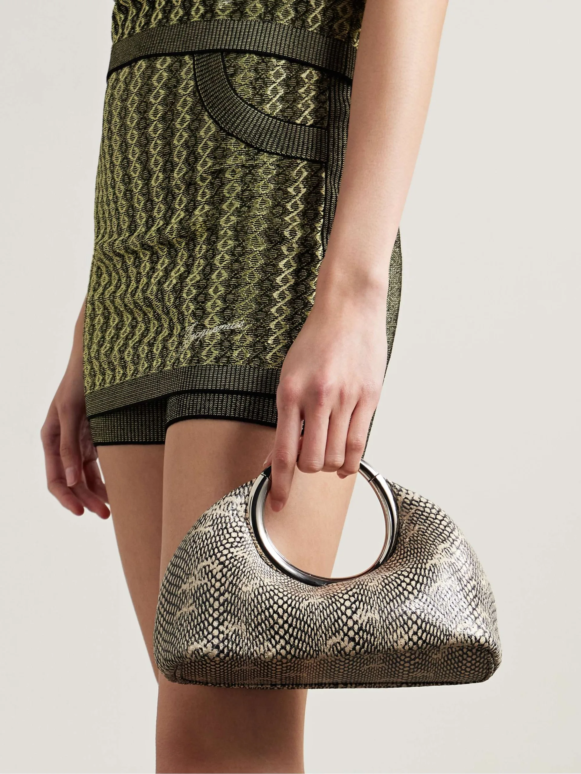 Jacquemus The Calino Small Snake-Effect Leather Tote