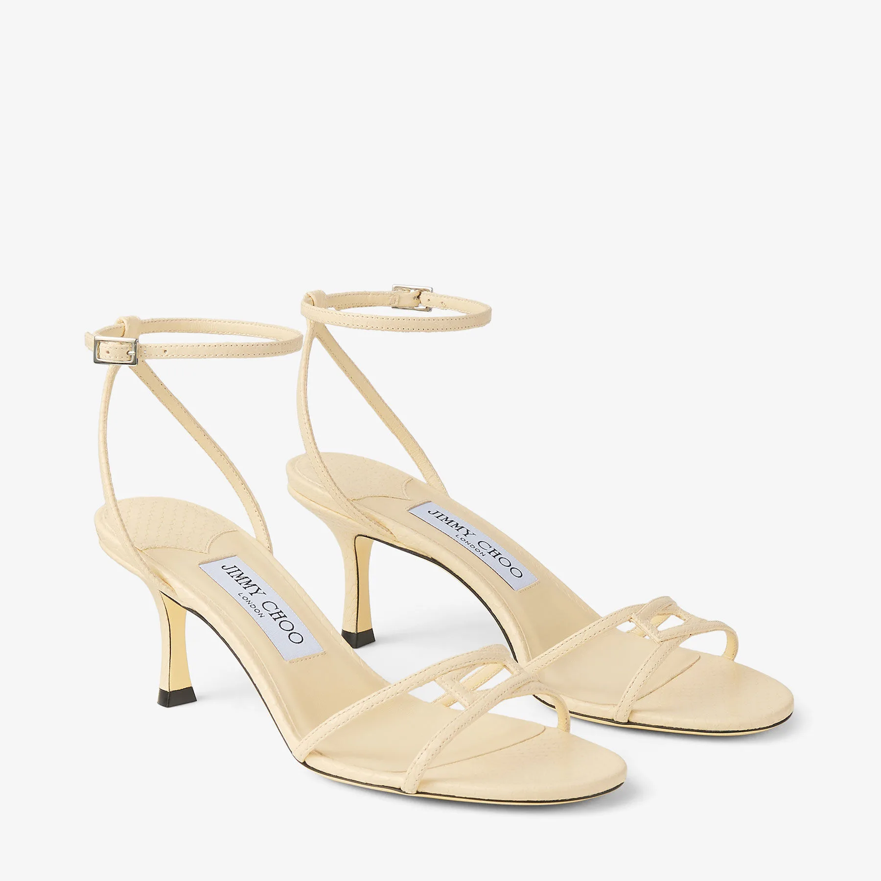 Jimmy Choo Leo 65mm Buttermilk Leather Sandals