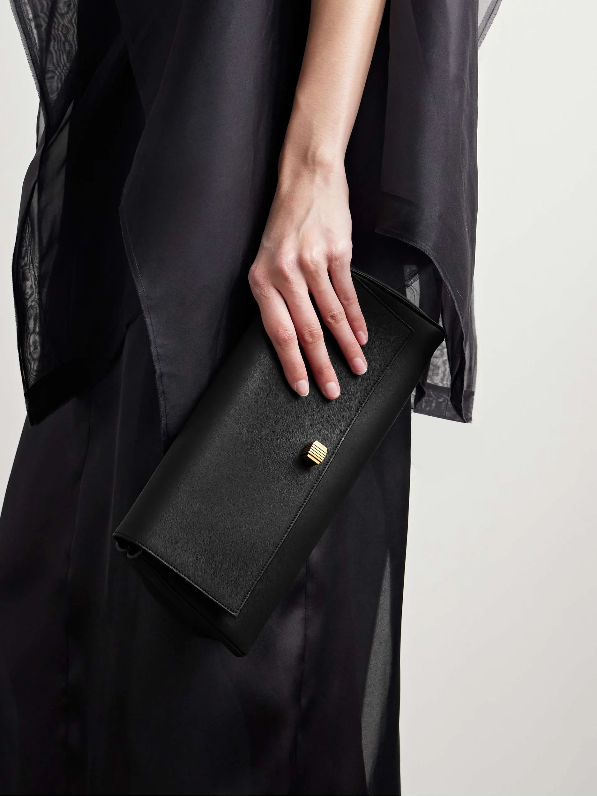 Khaite Audrey Black Leather Clutch