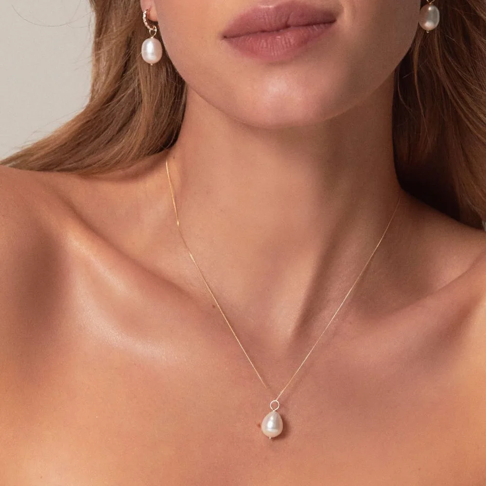 Lily & Roo Rose Gold Large Single Pearl Necklace
