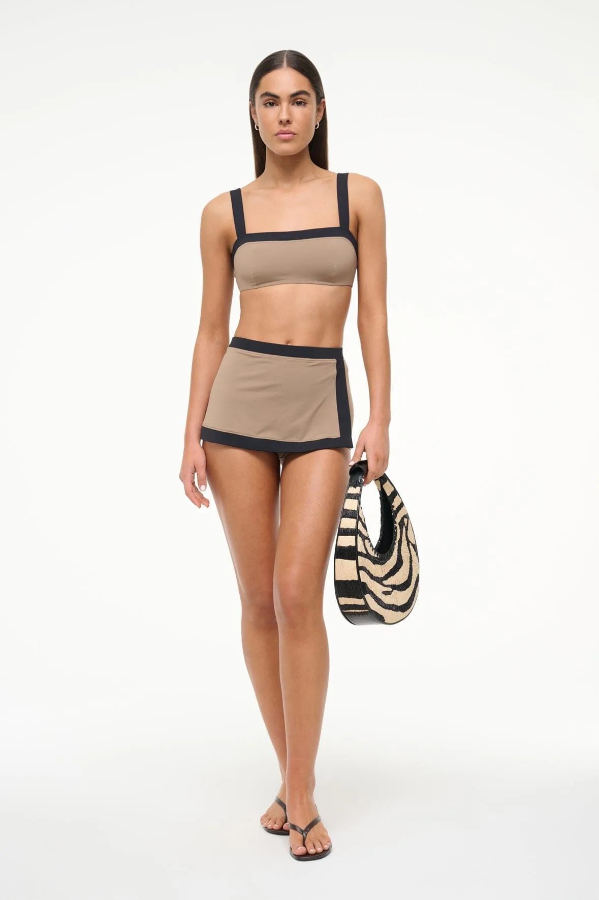 STAUD Moon Zebra Raffia Tote Bag