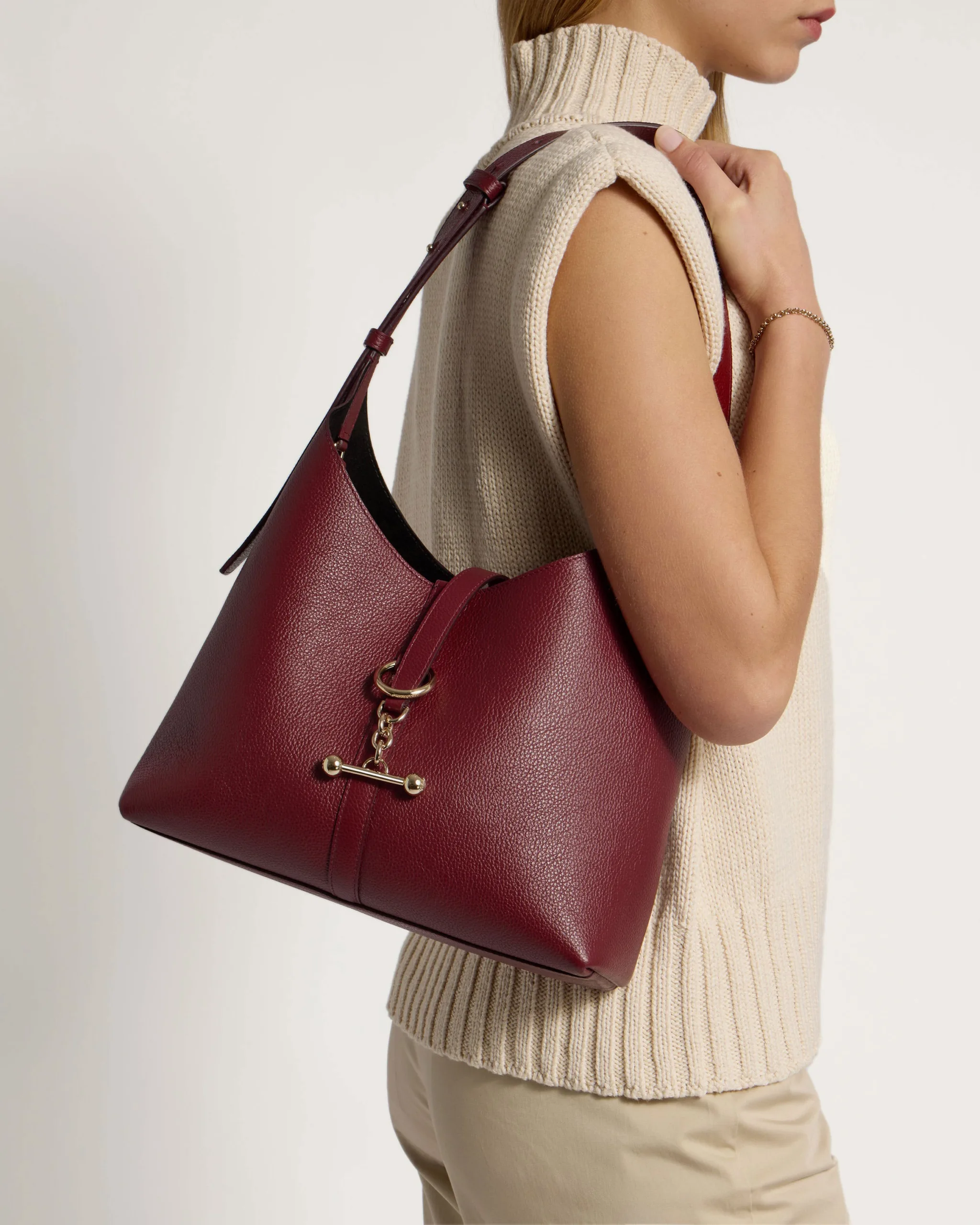 Strathberry Kite Oxblood Leather Shoulder Bag