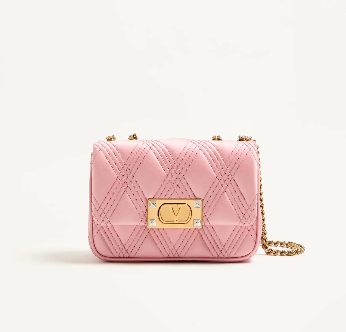 Valentino Garavani Quiltie 67 Small Geranium Satin Shoulder Bag