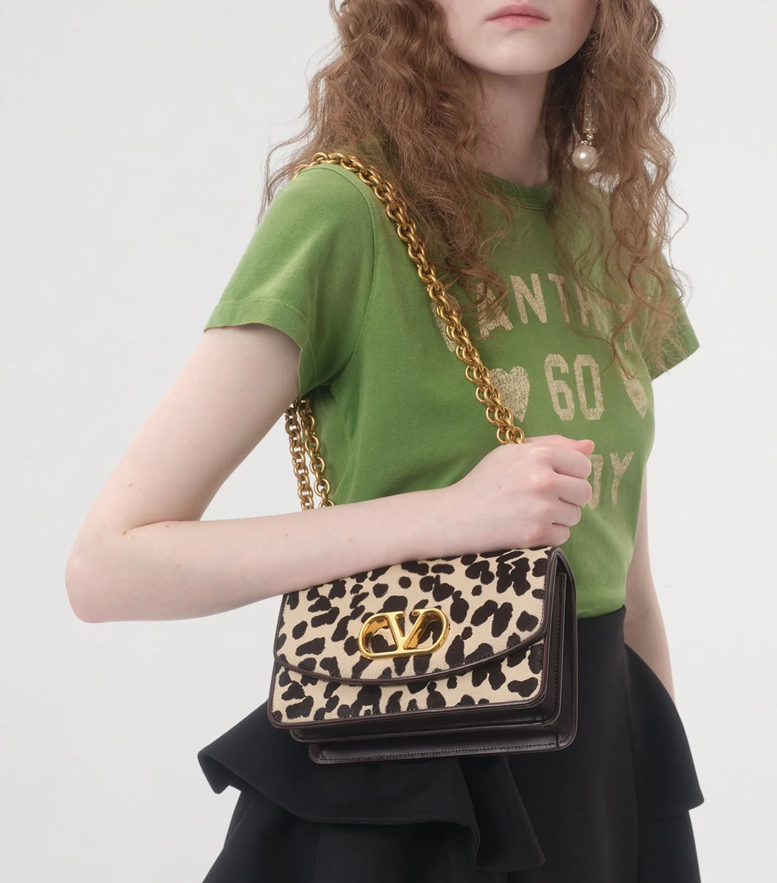 Valentino Garavani Small Leather Vain Animal Print Shoulder Bag