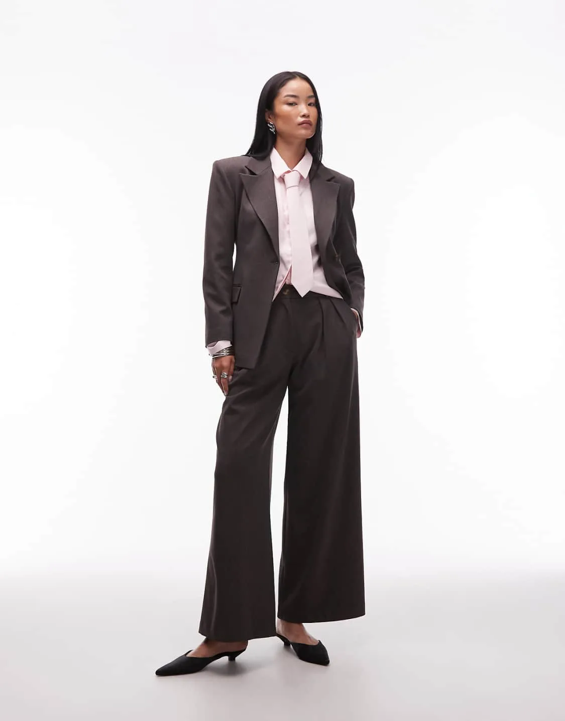 ASOS Design Tailored High Waist Pleated Chocolate Trousers