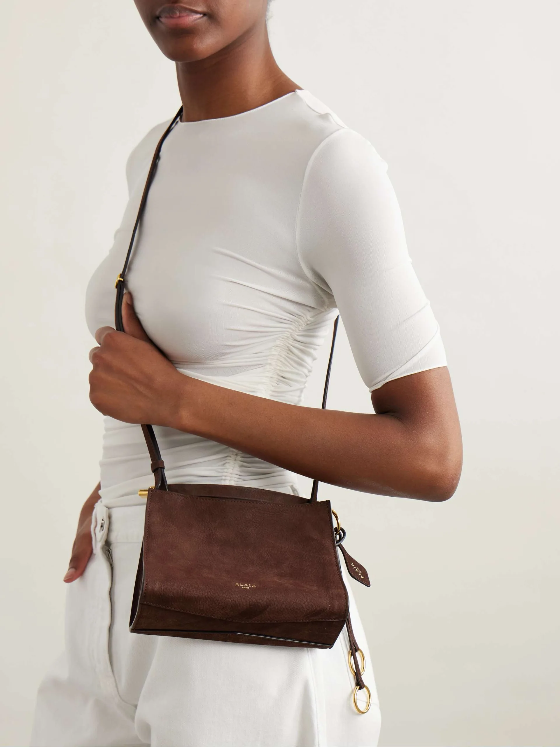 Alaïa Le Click Small Nubuck Brown Shoulder Bag