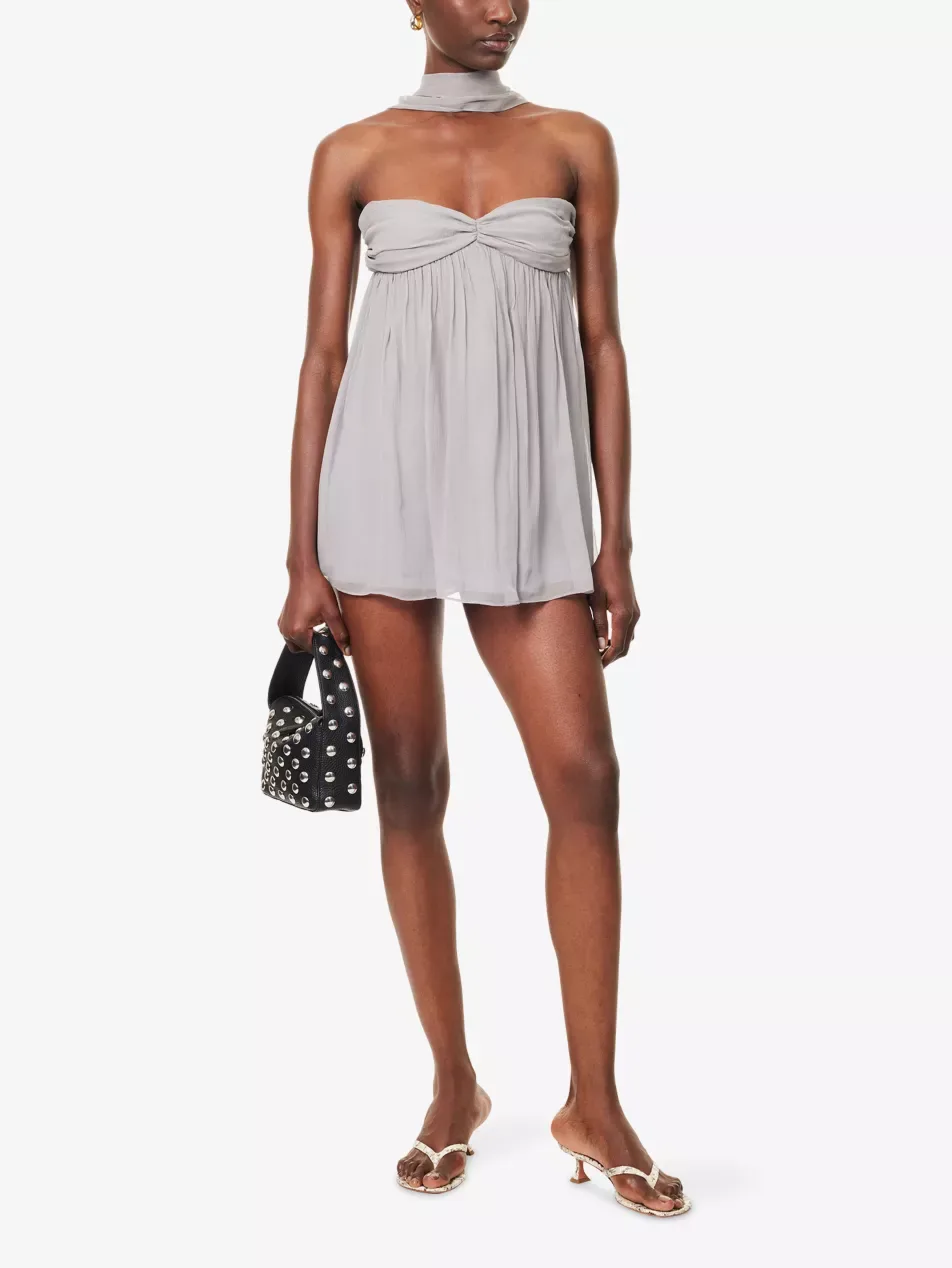 Buci NYC Powder Puff Gathered Slate Mini Dress