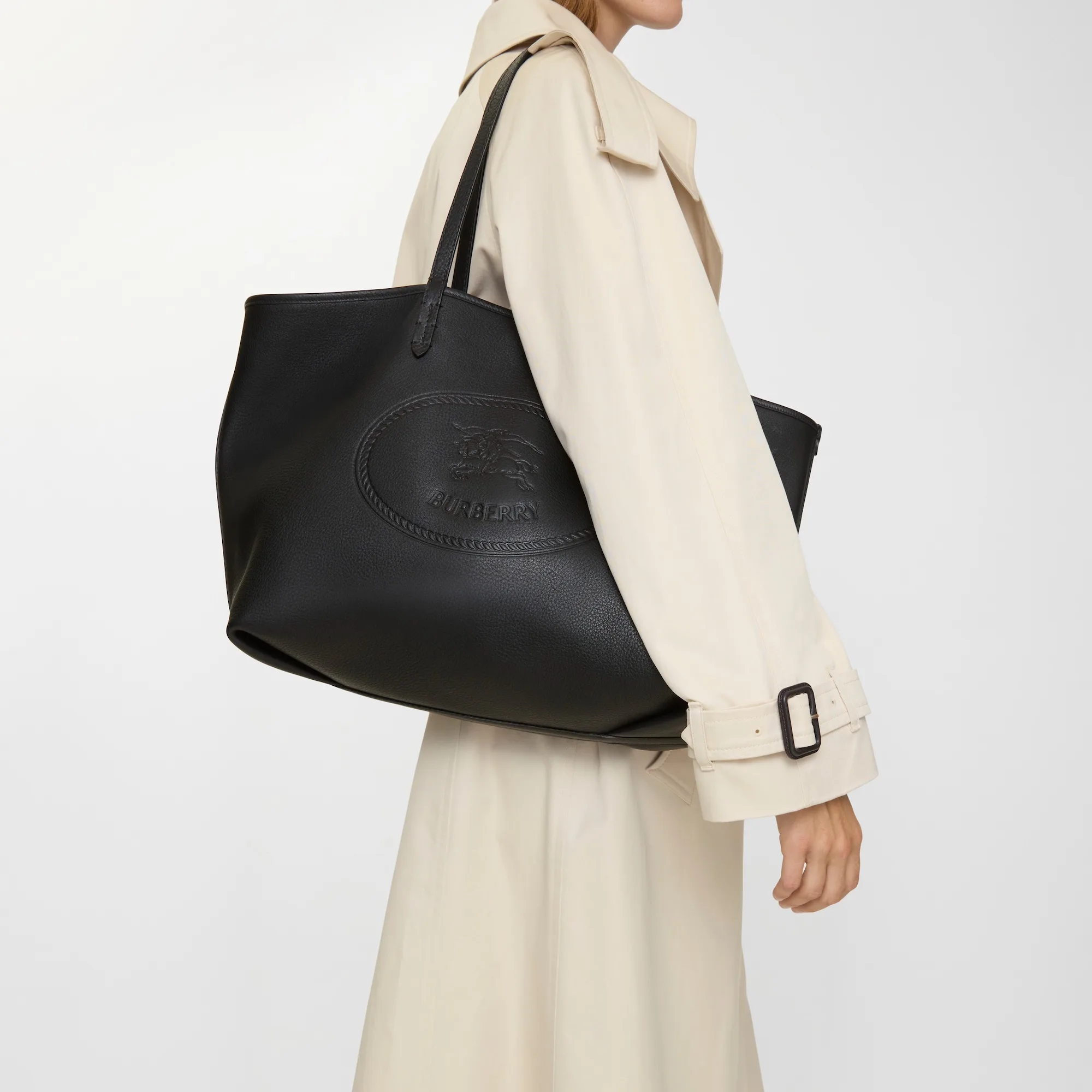 Burberry Medium Highlands Black Leather Tote