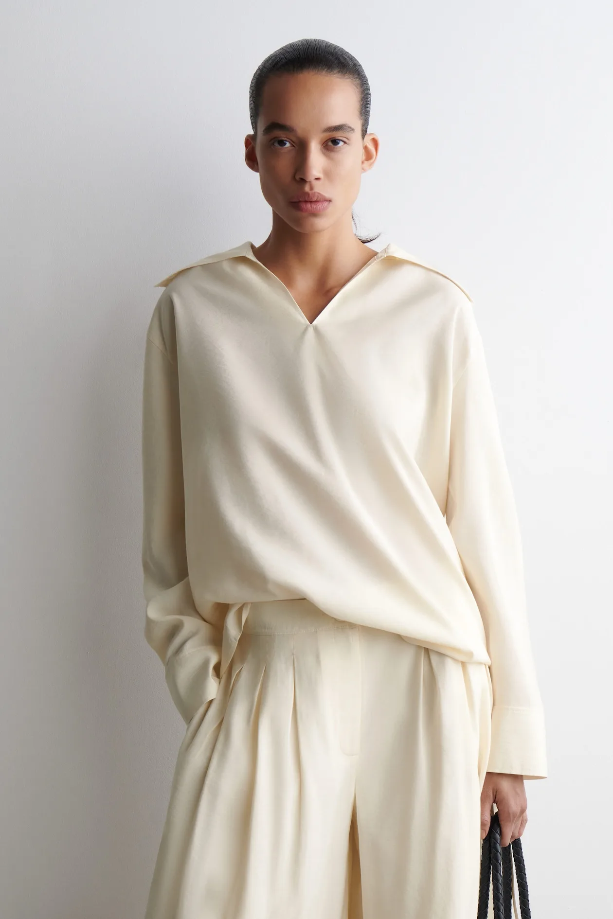 COS Wide Collar Modal Ecru Blouse