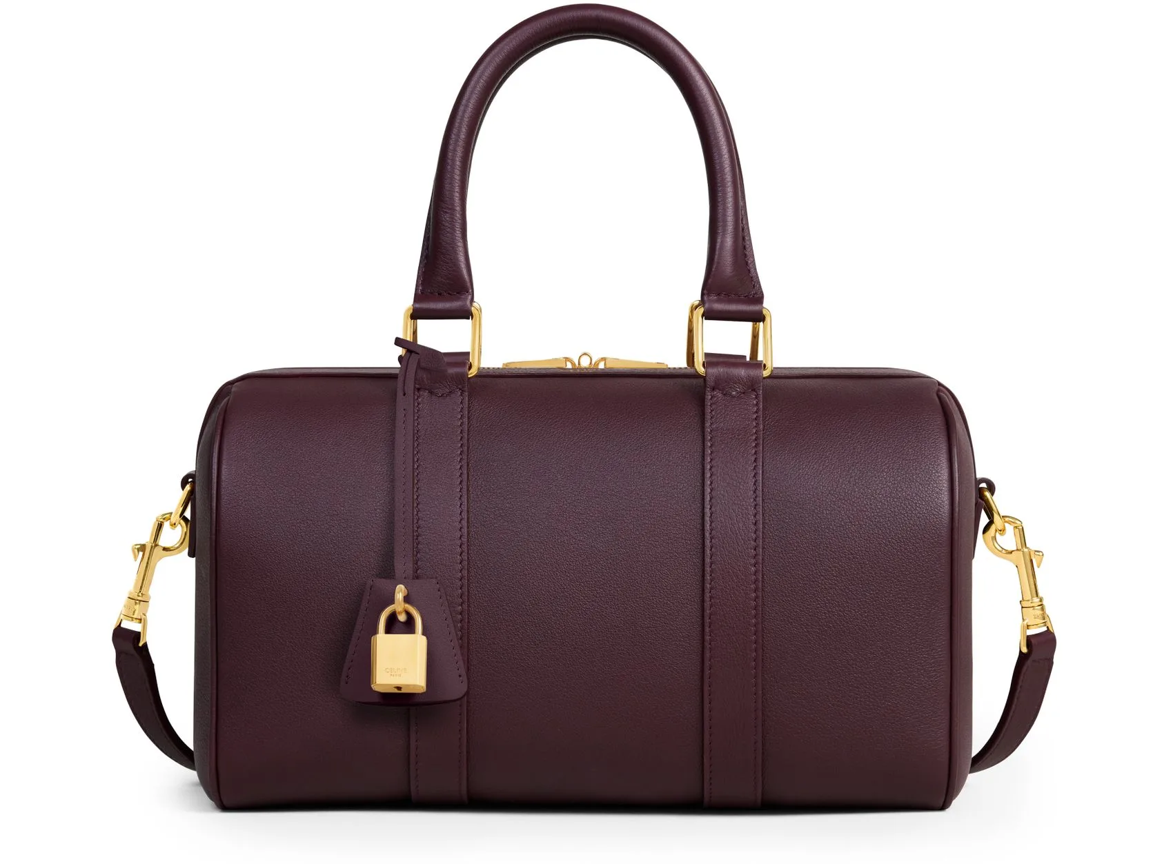 Céline Medium Boston Bag in Supple Grained Calfskin in Burgundy