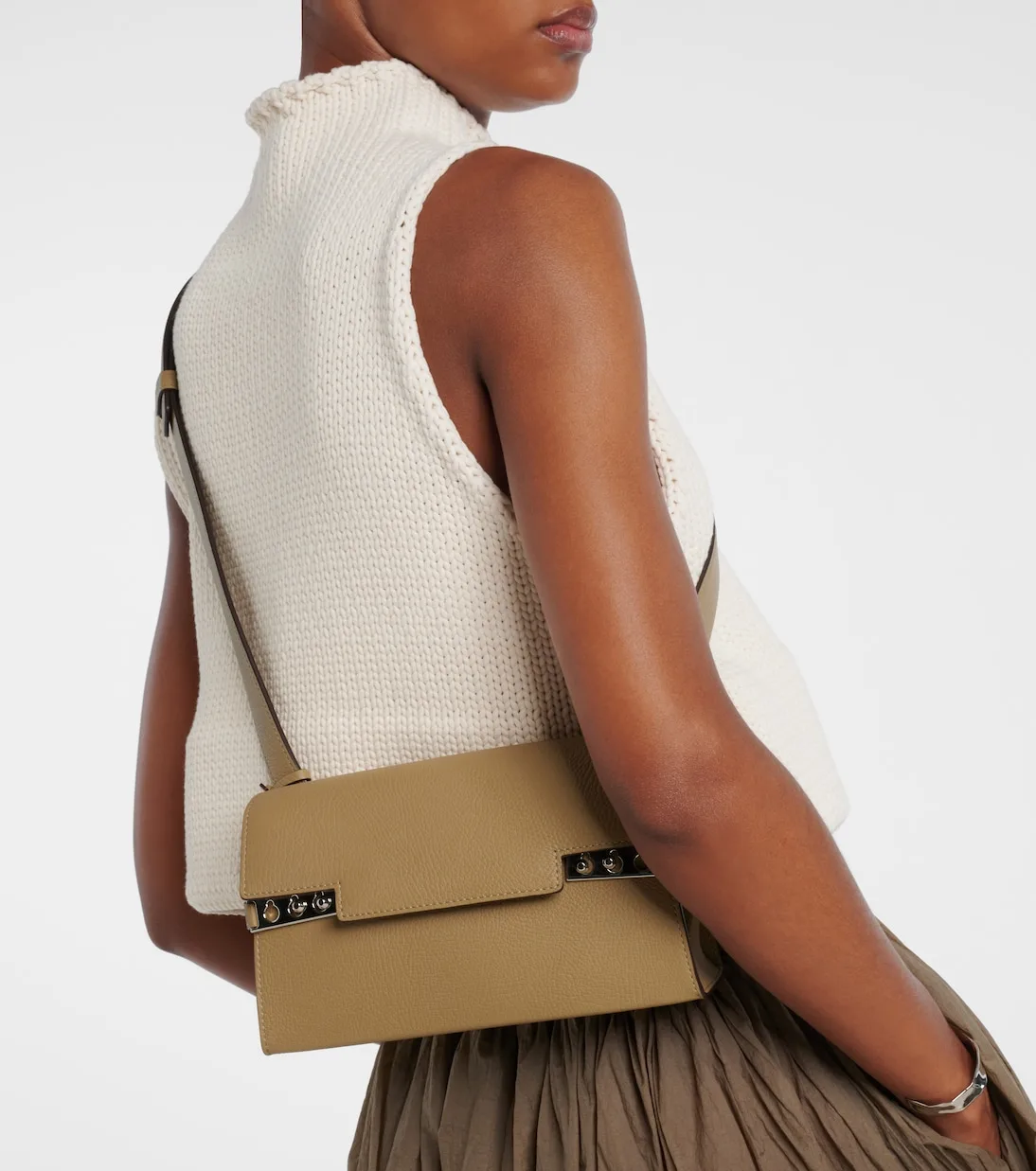 Delvaux Tempête City Small Green Leather Crossbody Bag