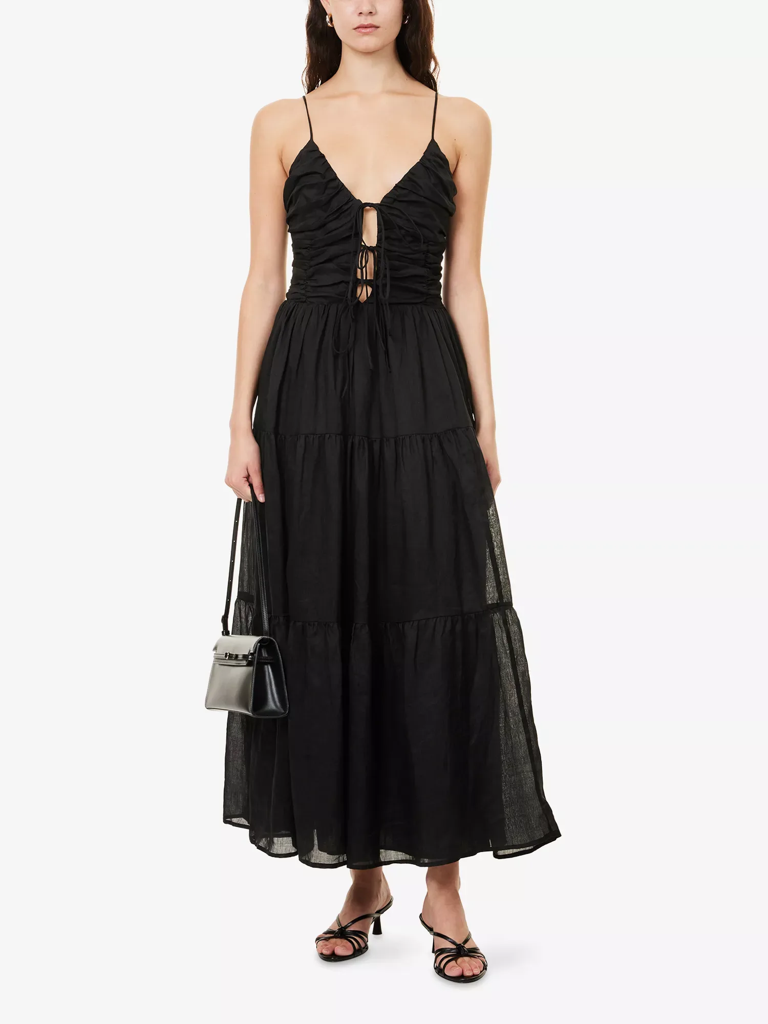 Dissh Marnie Sleeveless Ramie Black Midi Dress