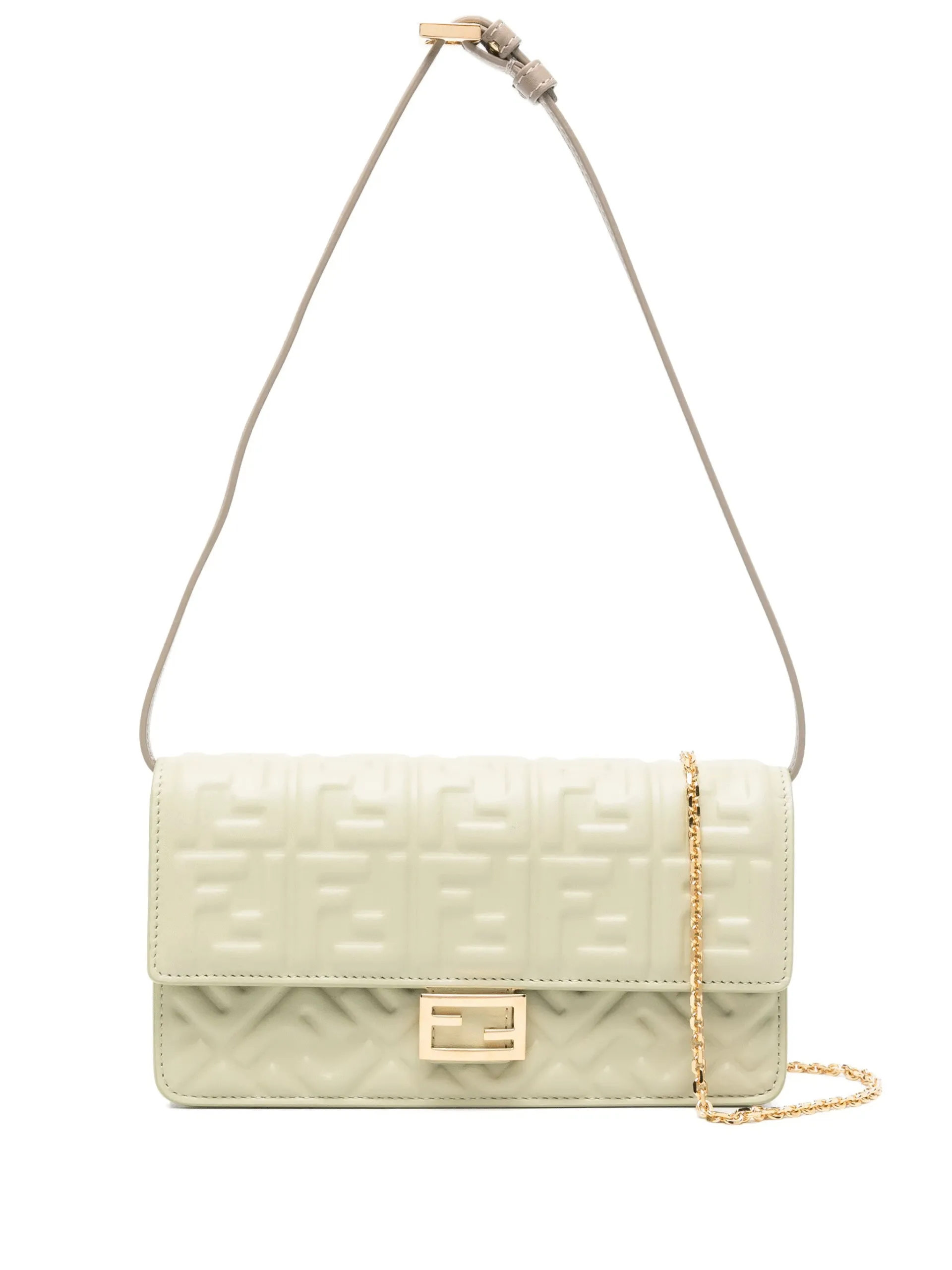 Fendi Baguette Sage Green Leather Crossbody Bag
