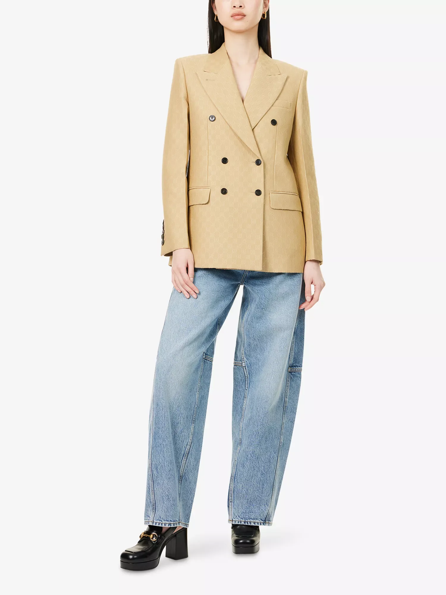 Gucci Wide-Leg Mid-Wash Blue Denim Jeans