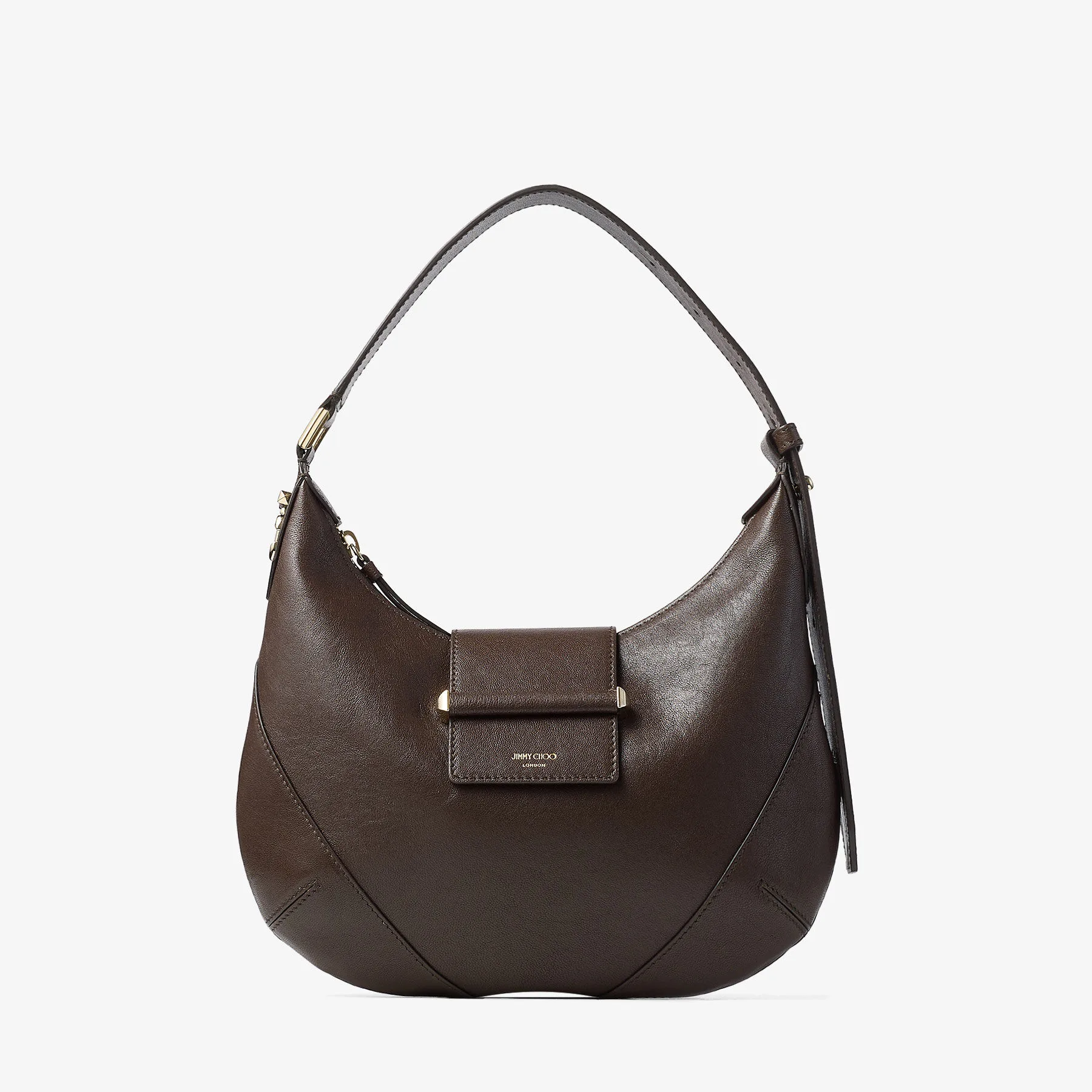 Jimmy Choo Bar Hobo S Chocolate Biker Leather Shoulder Bag