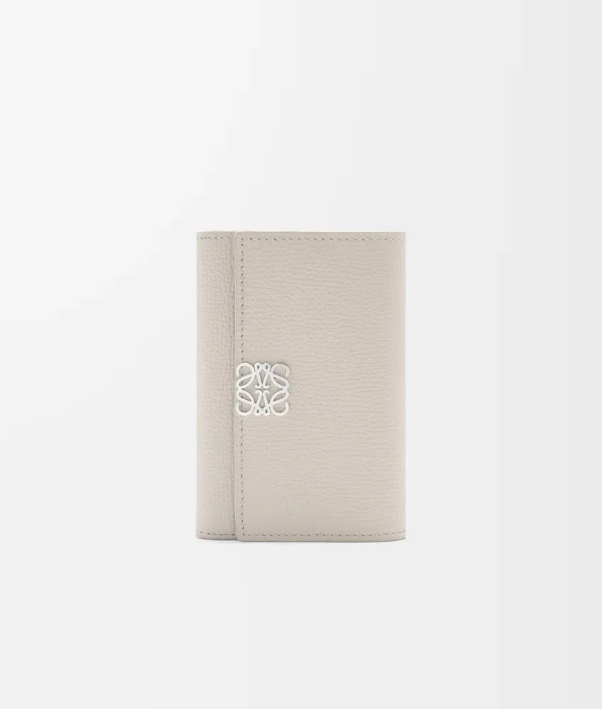 Loewe Anagram Small Vertical Light Ghost Pebble Grained Calfskin Wallet