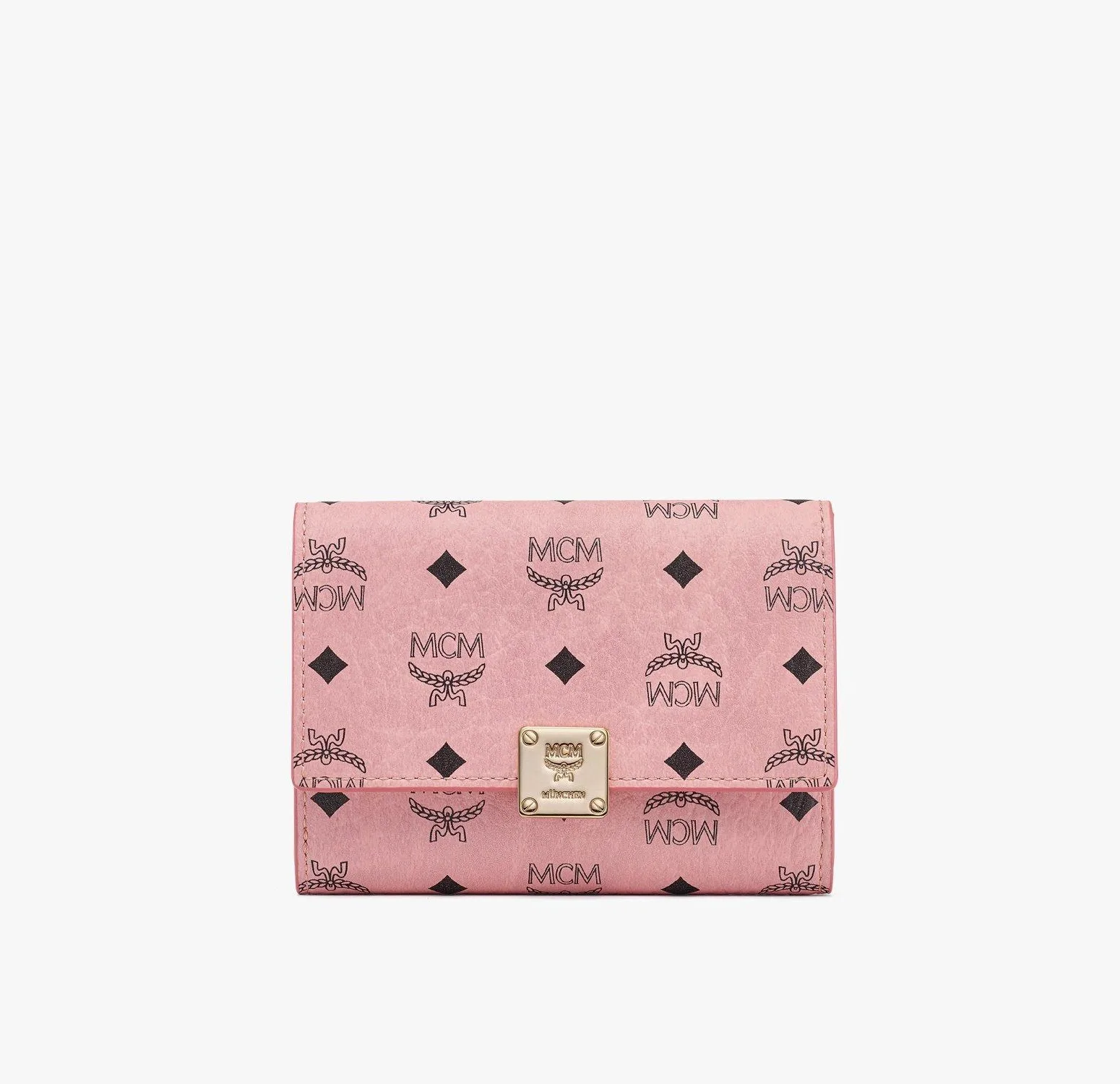 MCM Aren Trifold Soft Pink Wallet in Visetos