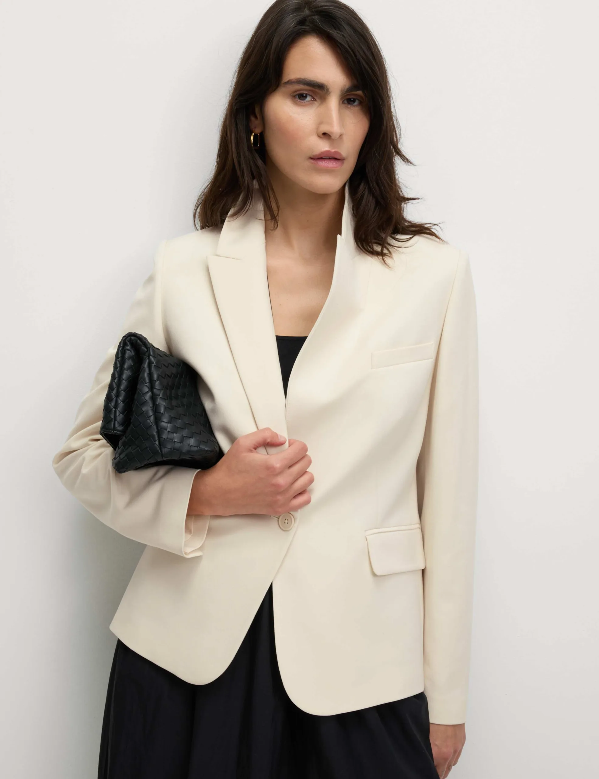 M&S Collection Slim Single Breasted Ecru Blazer