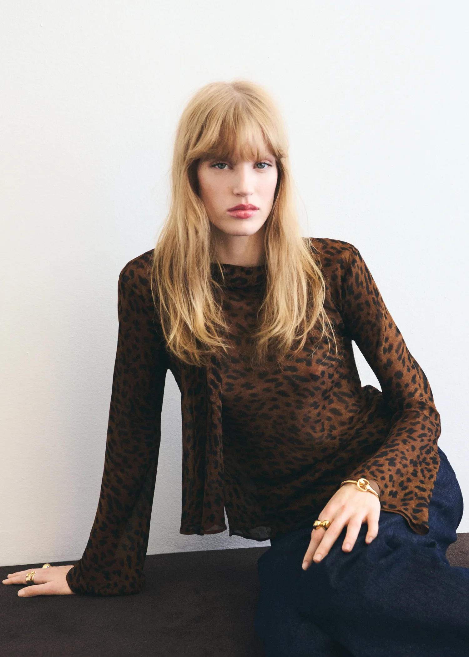Mango Leopard Blouse with Scarf