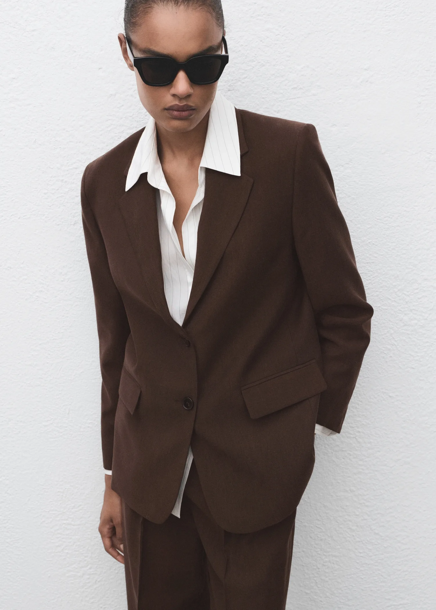 Mango Lyocell Chocolate Suit Jacket