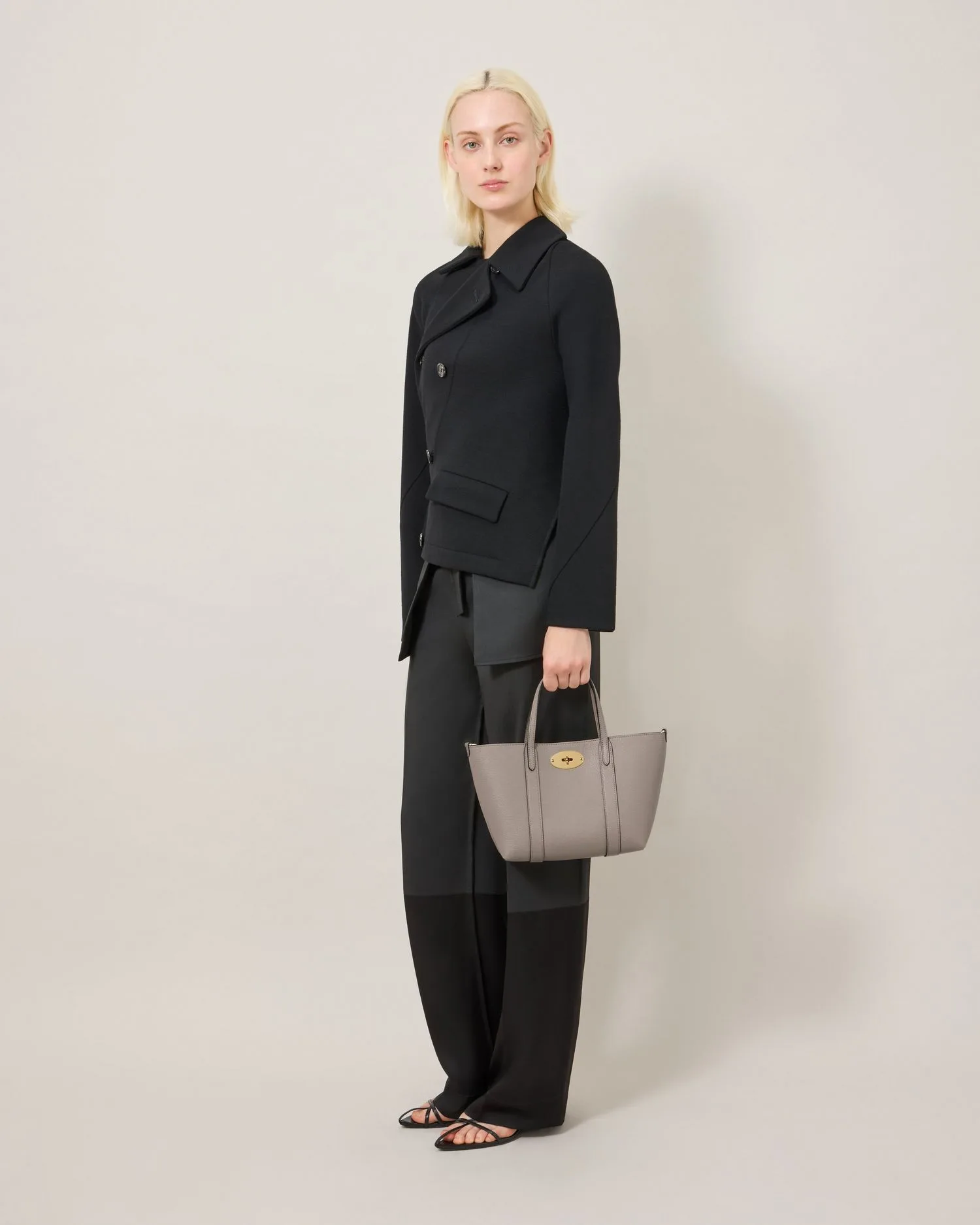 Mulberry Mini Bayswater Cashmere Taupe Small Classic Grain Tote