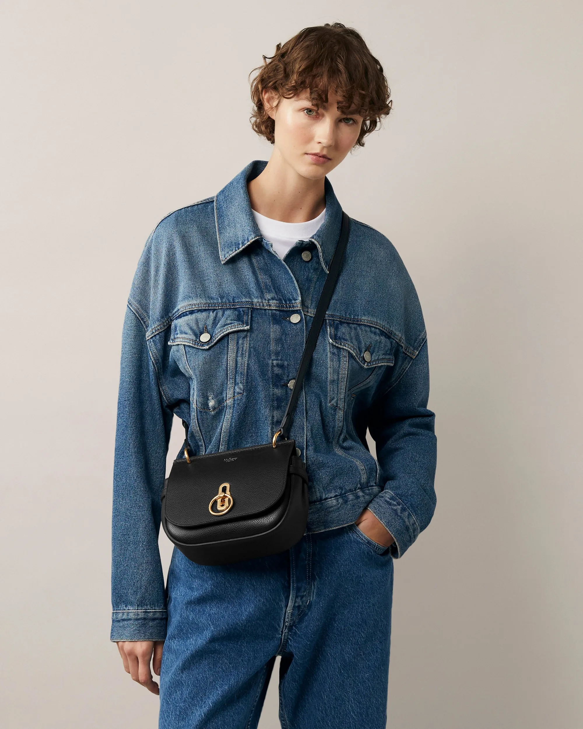 Mulberry Small Amberley Black Leather Satchel