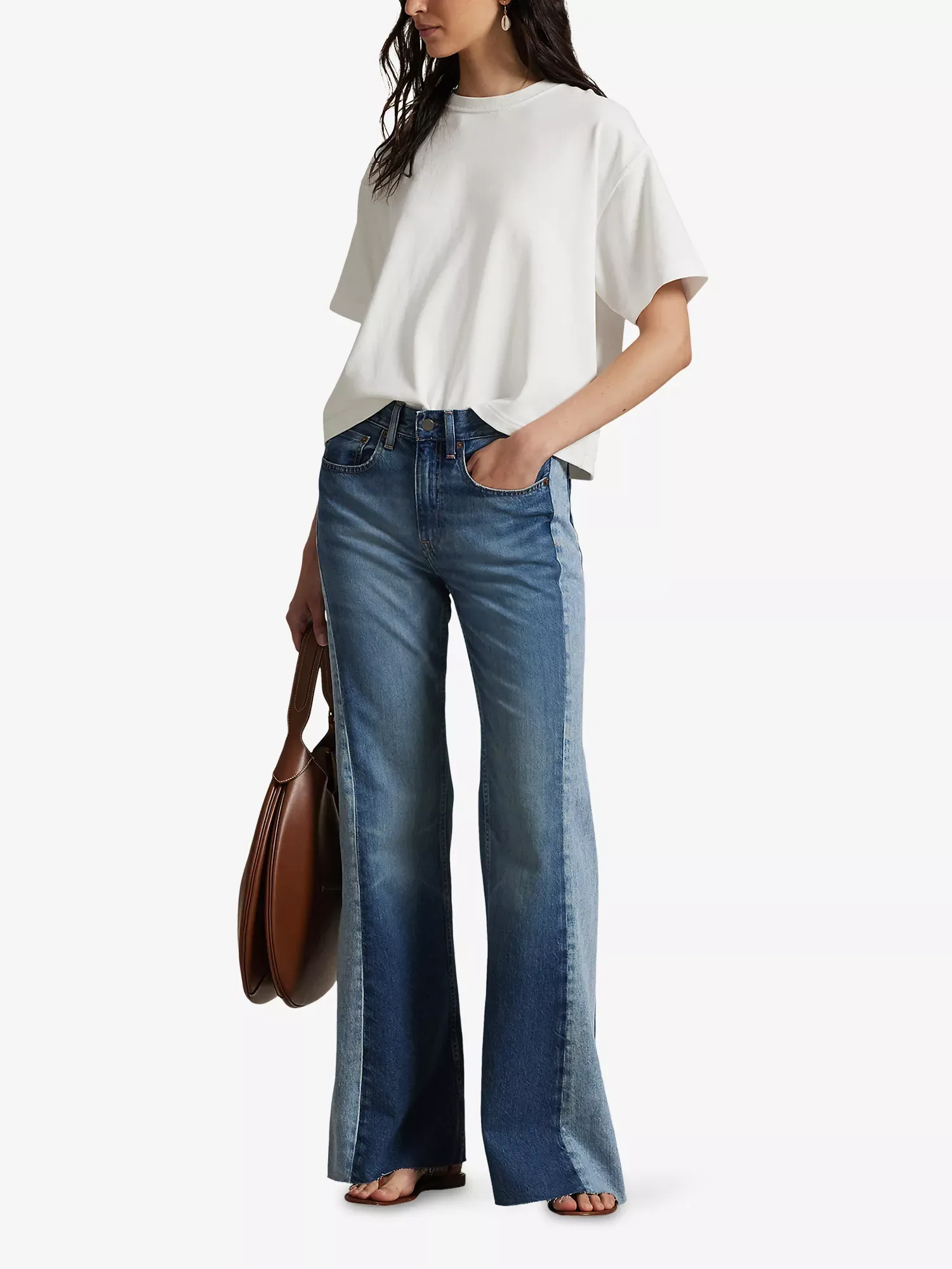 Polo Ralph Lauren Contrast Panel Flared-Leg Boyne Wash Denim Jeans