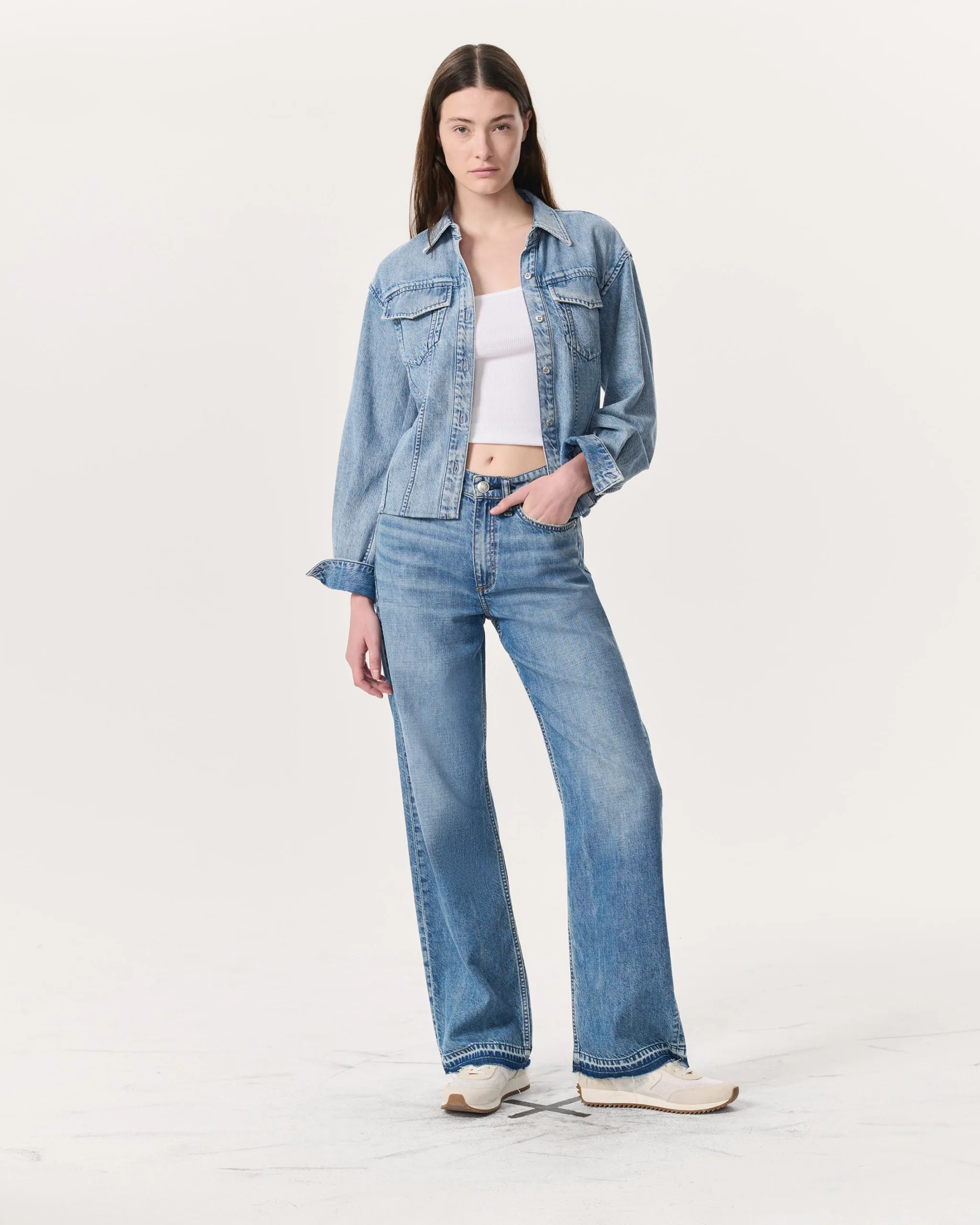 Rag & Bone Featherweight Logan Wide-Leg Orian Denim Jeans