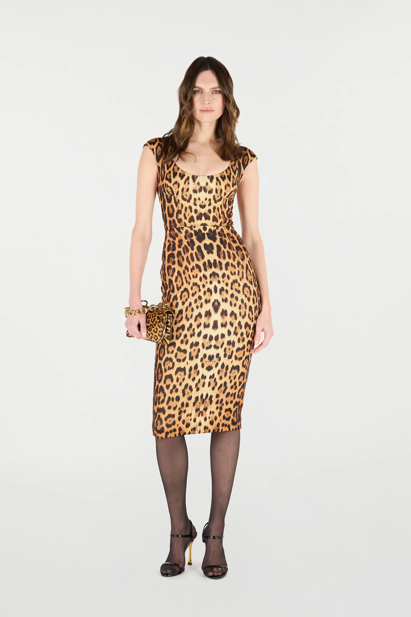 Roberto Cavalli Jaguar Skin Print Midi Dress