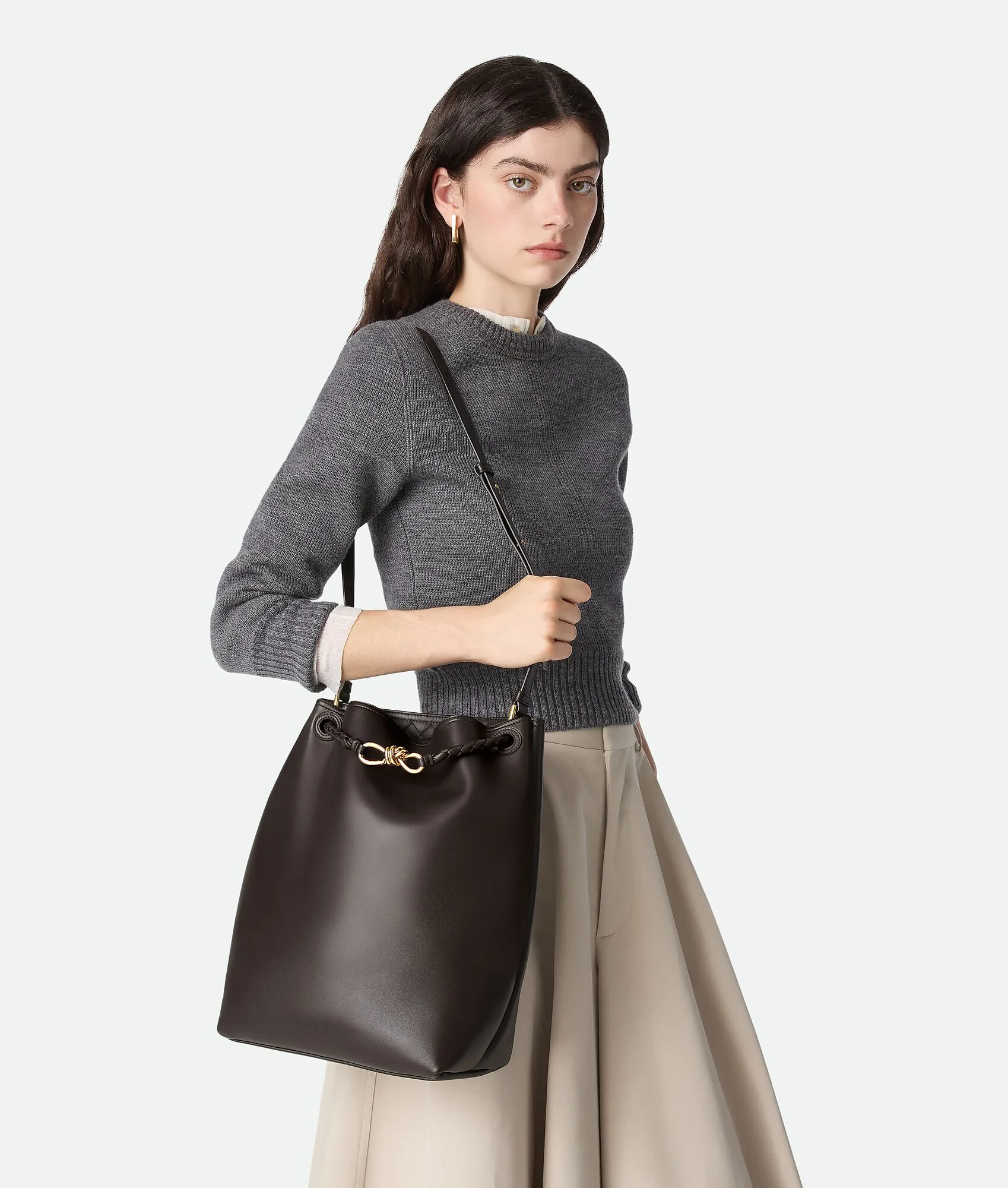 Bottega Veneta Andiamo Fondant Leather Bucket Bag