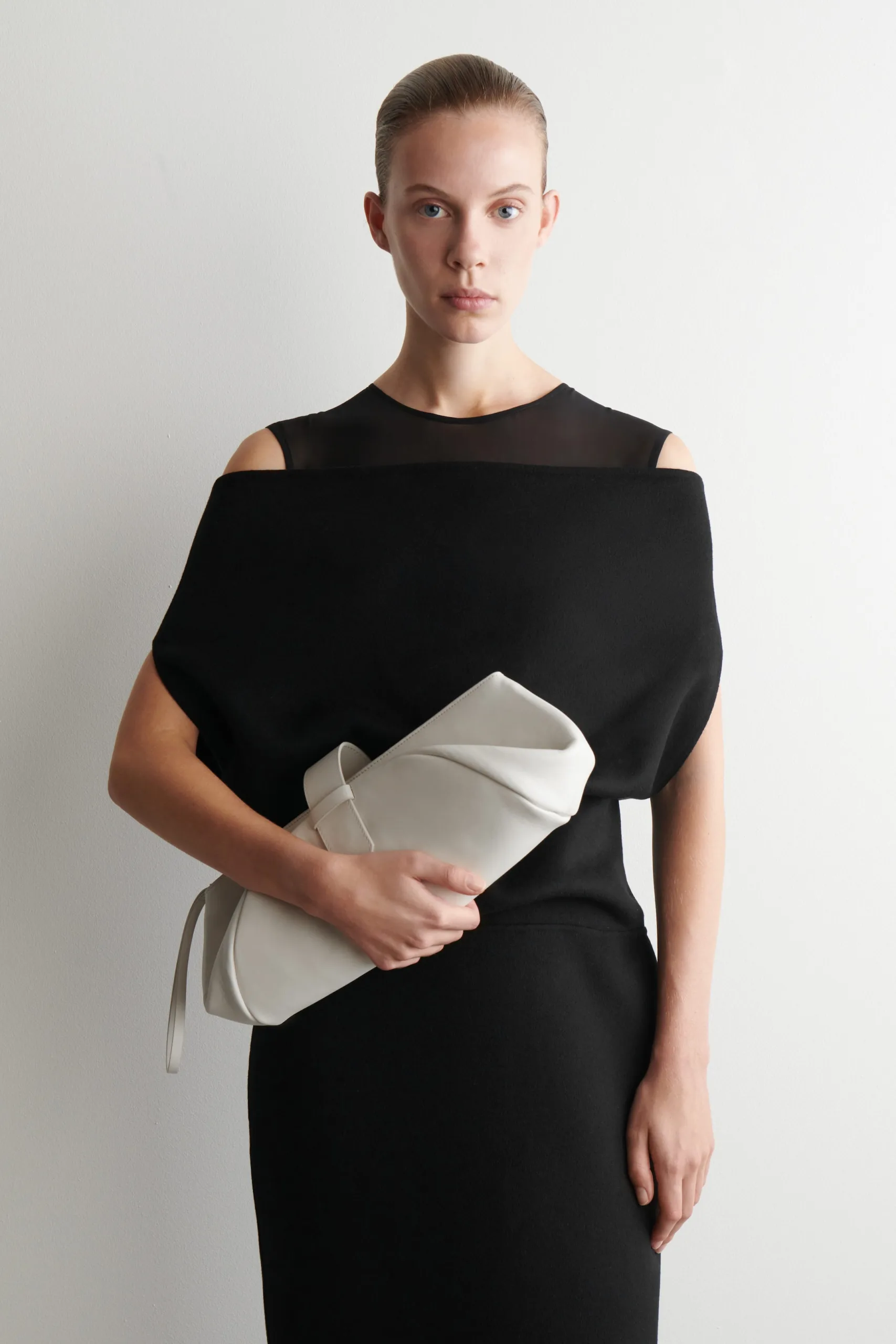 COS Belted Chalk Leather Clutch