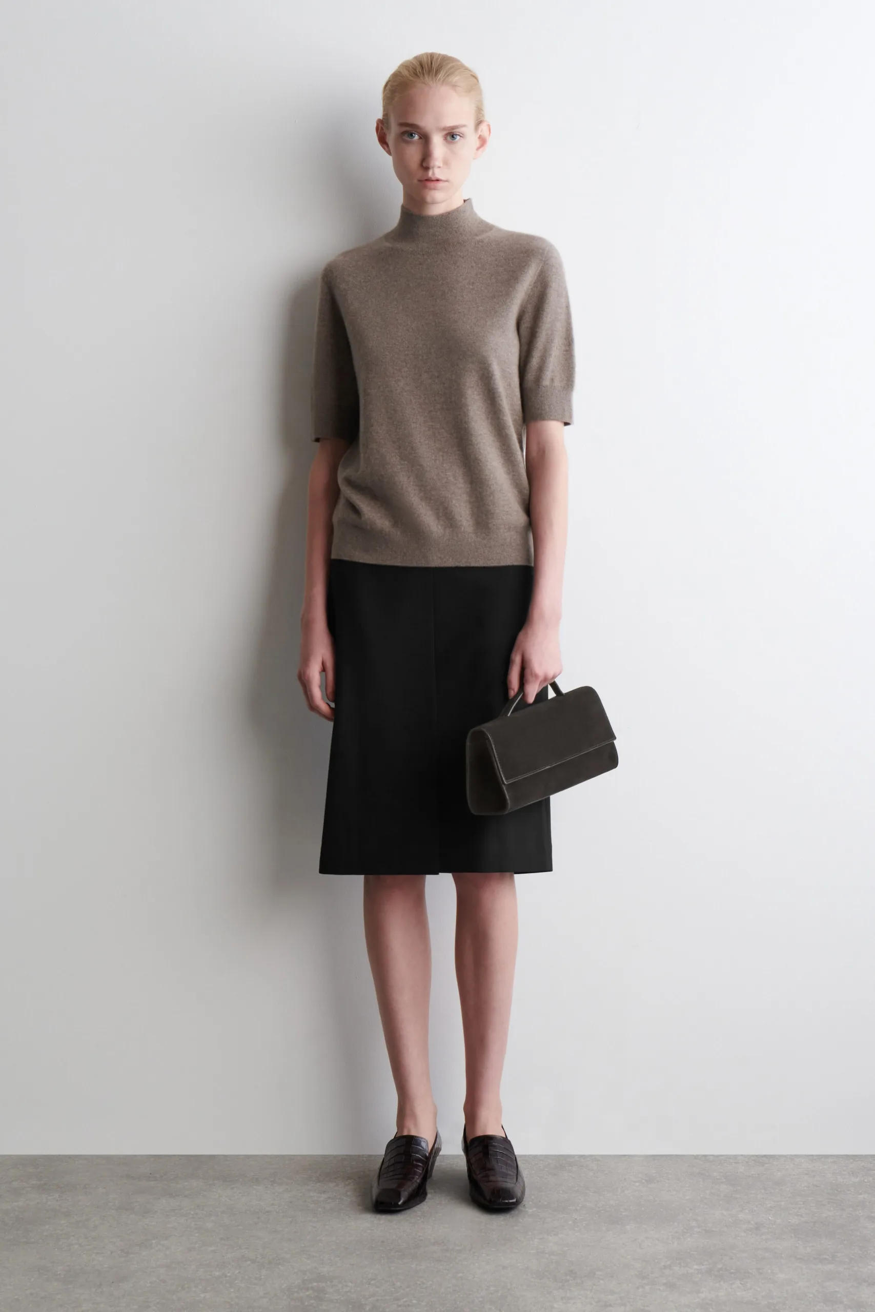 COS Gallery Dark Brown Suede Clutch Bag