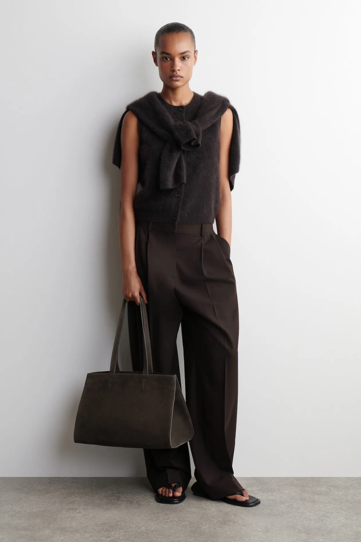 COS Gallery Dark Brown Suede Tote Bag