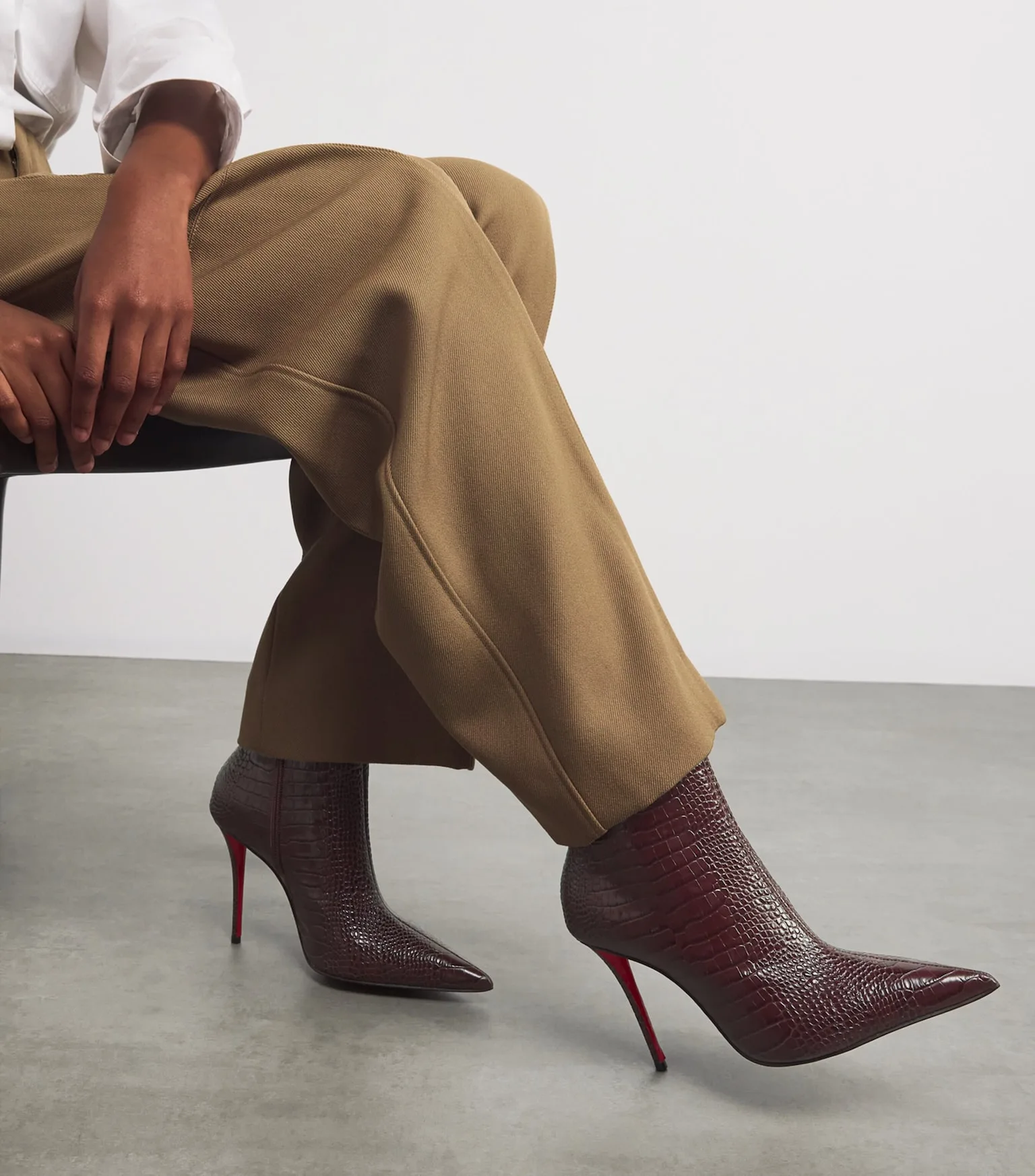 Christian Louboutin Miss Z Booty Alligator Embossed Leather Ankle Boots