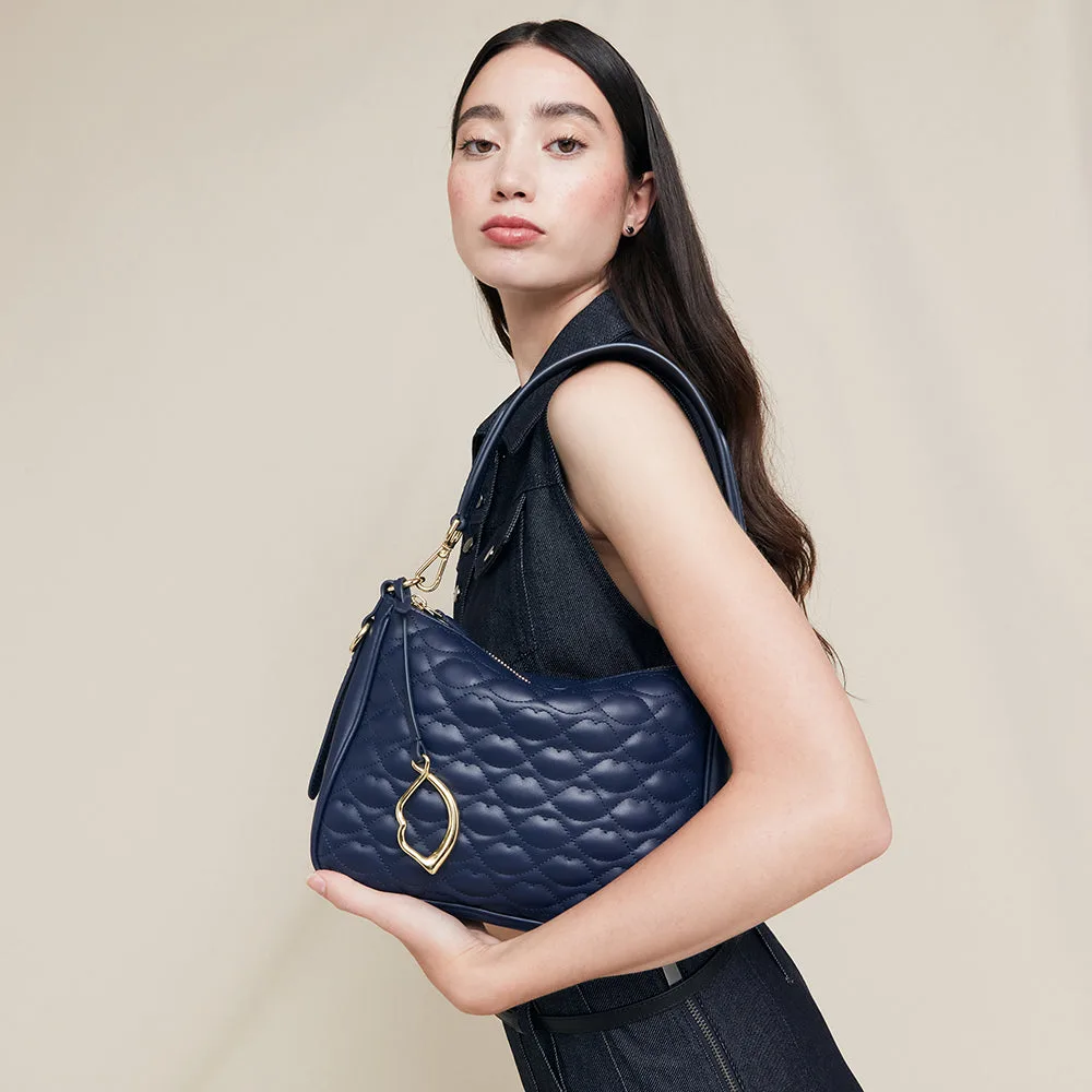 Lulu Guinness Callie Navy Quilted Leather Crossbody Bag