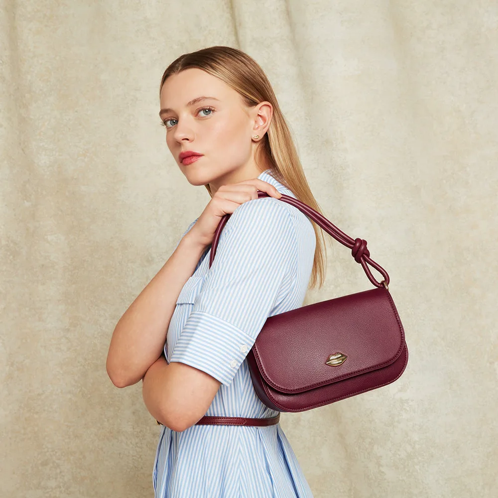 Lulu Guinness Cara Garnet Red Leather Clutch Bag