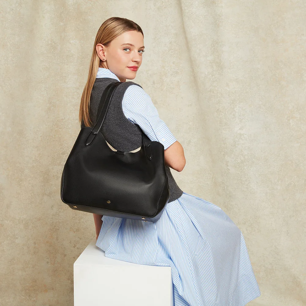 Lulu Guinness Jordan Black Leather Tote Bag