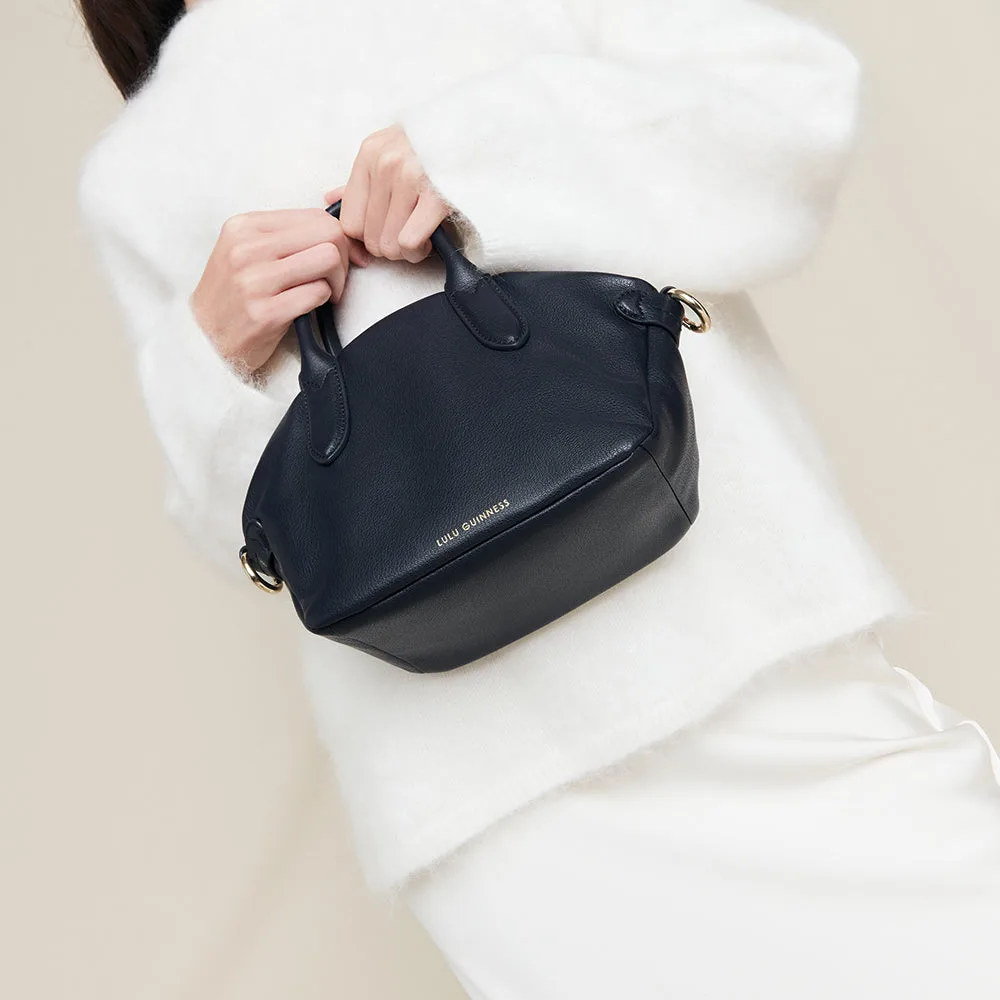 Lulu Guinness Simone Navy Leather Top Handle Bag