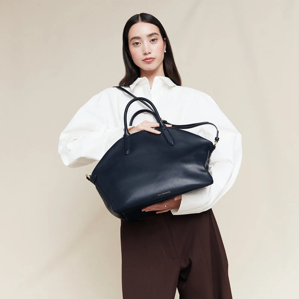 Lulu Guinness Simone Navy Leather Tote Bag