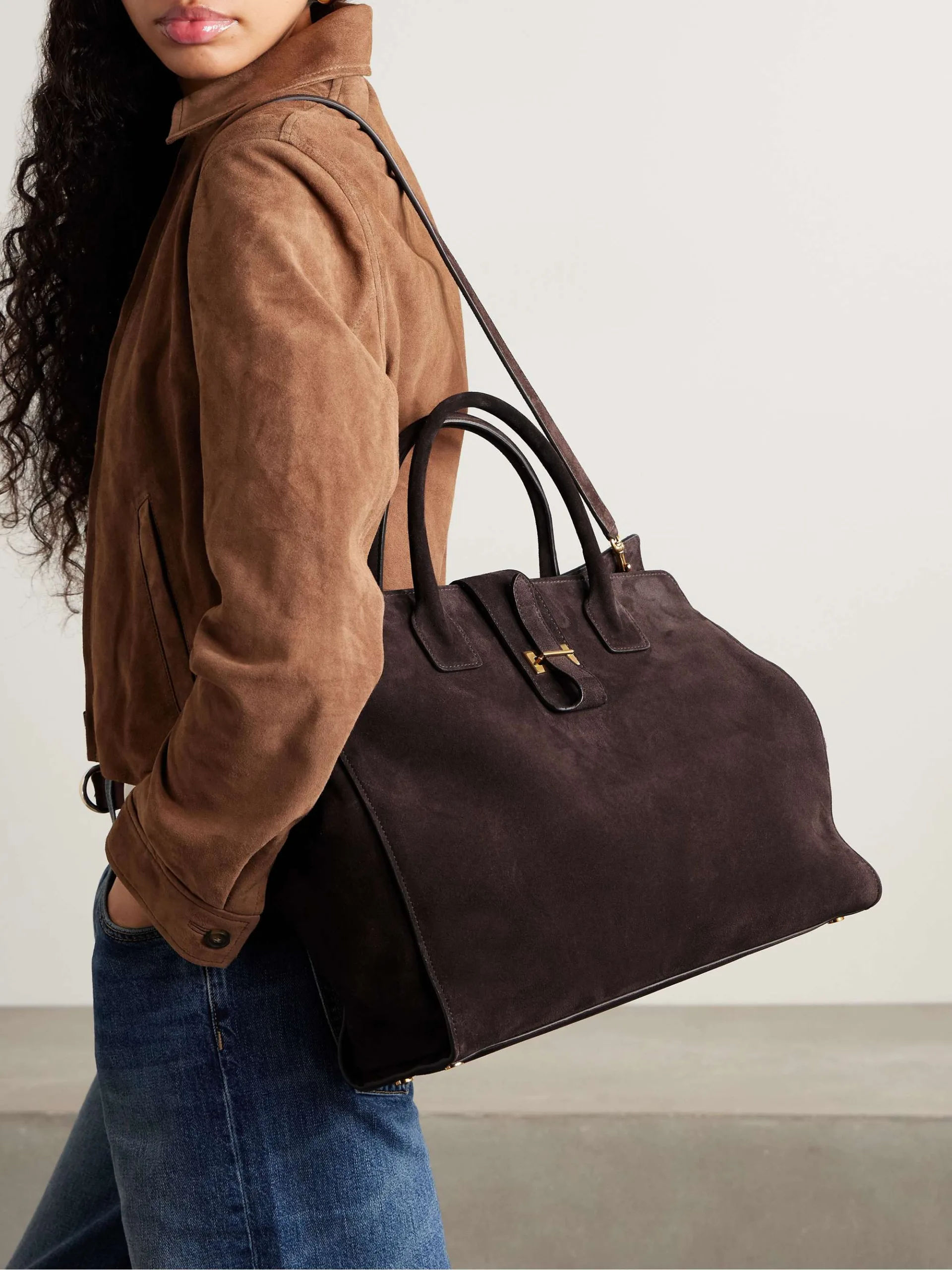 Nili Lotan Lou Brown Suede Tote Bag